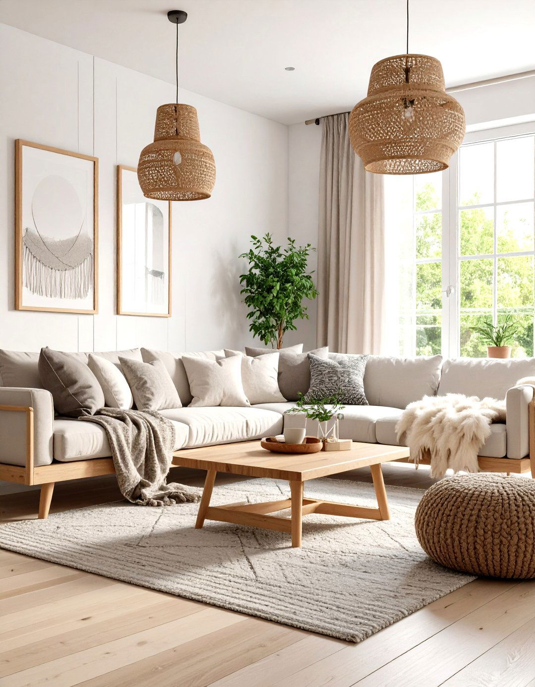 Scandinavian Family Room with Light Wood and White Accents - 24 Family Room Ideas