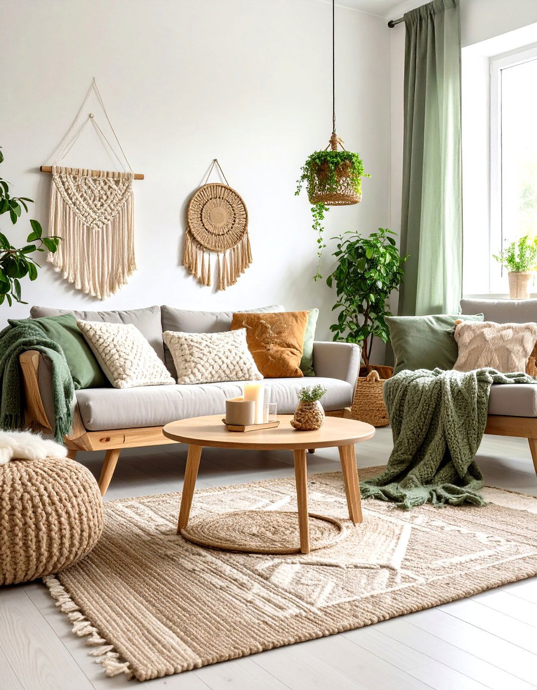 Scandinavian Green Orange Hygge Living Room - 24 Green and Orange Living Room Ideas