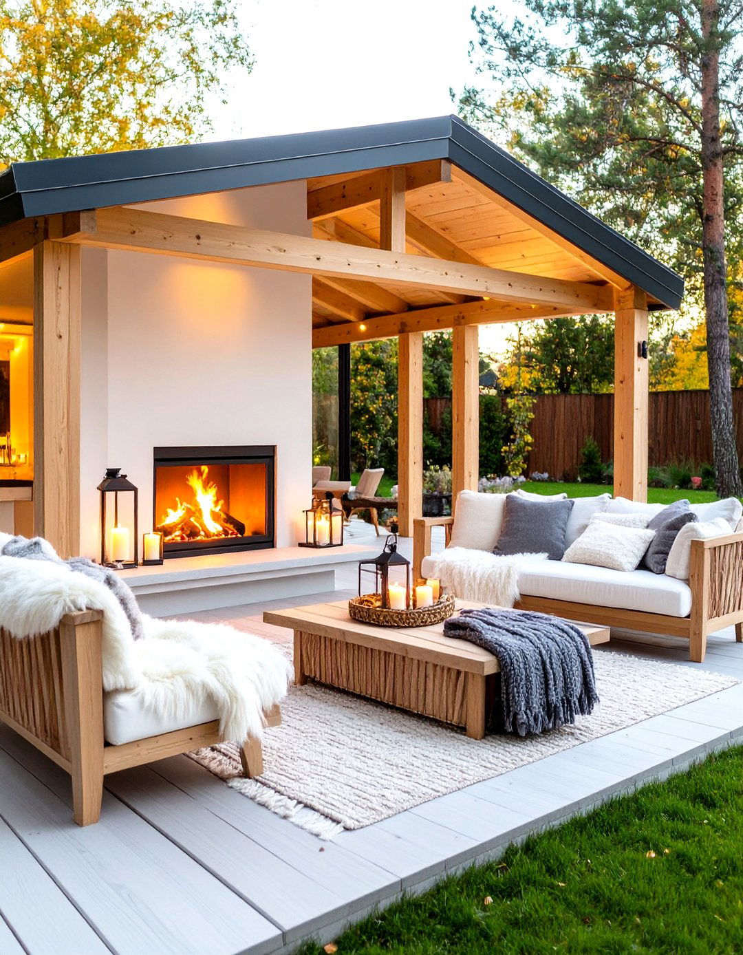 Scandinavian Hygge Pavilion With Cozy Fireplace - 24 Backyard Pavilion With Fireplace