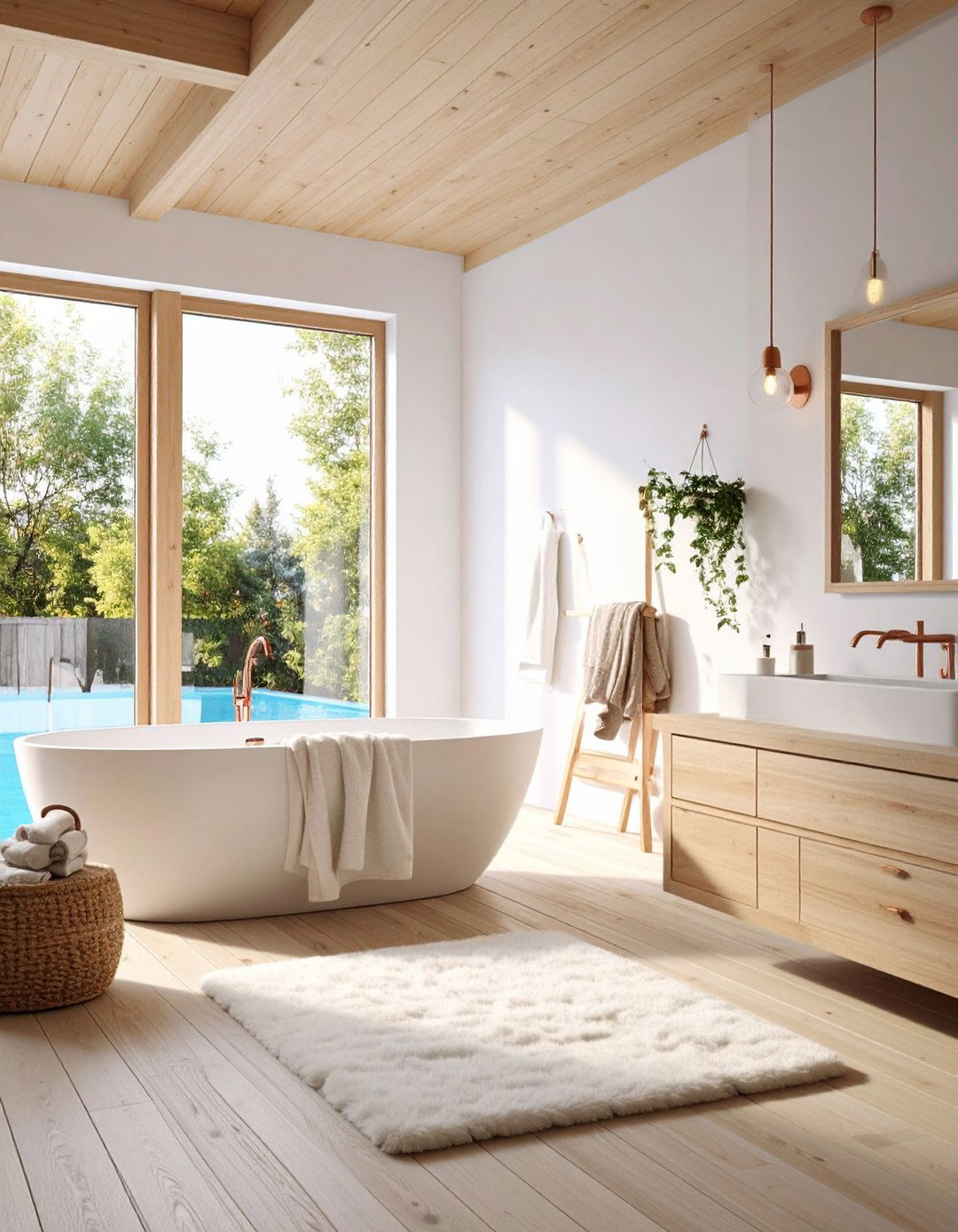 Scandinavian Hygge Pool Bathroom - 24 Pool Bathroom Ideas
