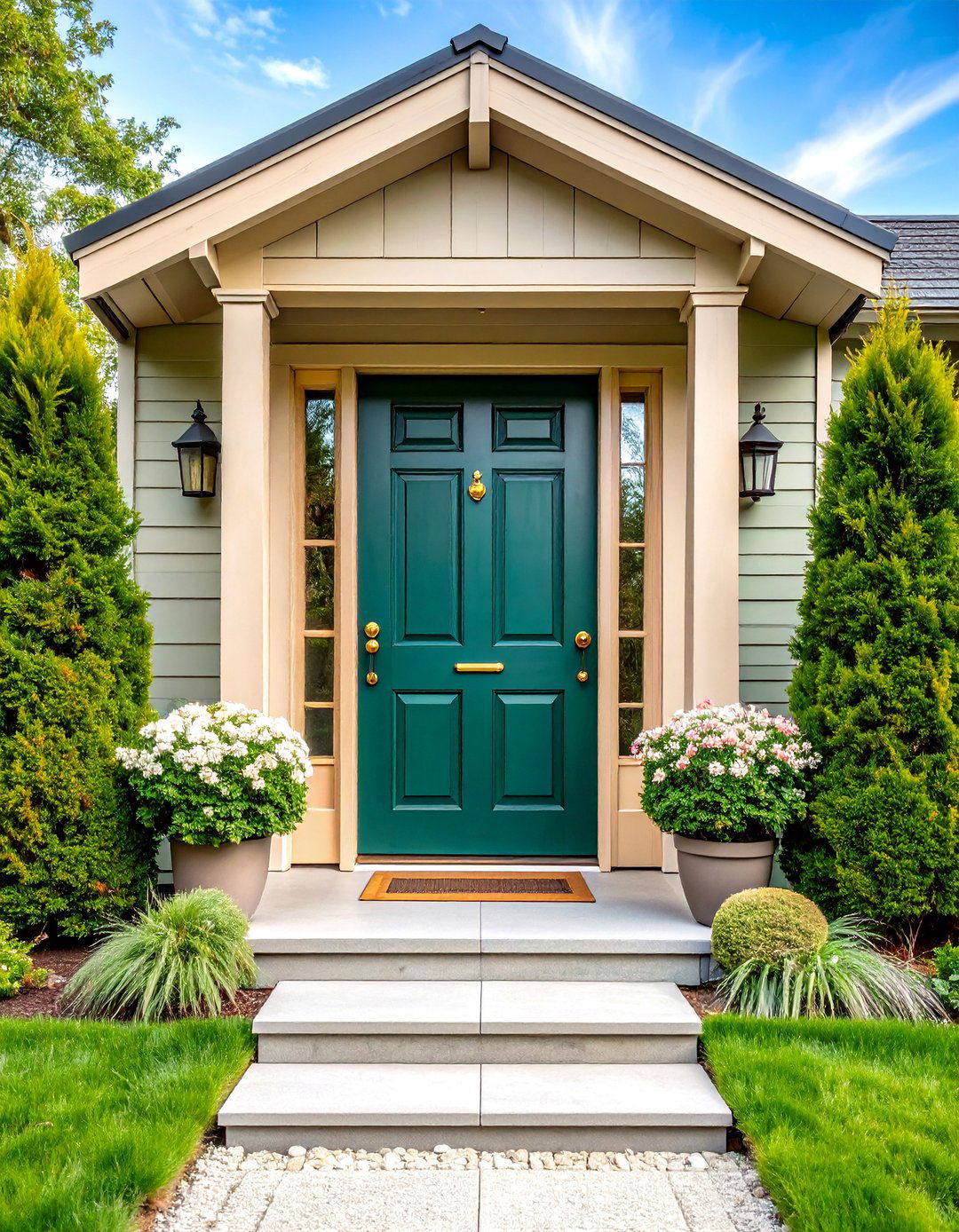 Scandinavian Hygge with Light Woods - 24 Emerald Green Front Door Ideas