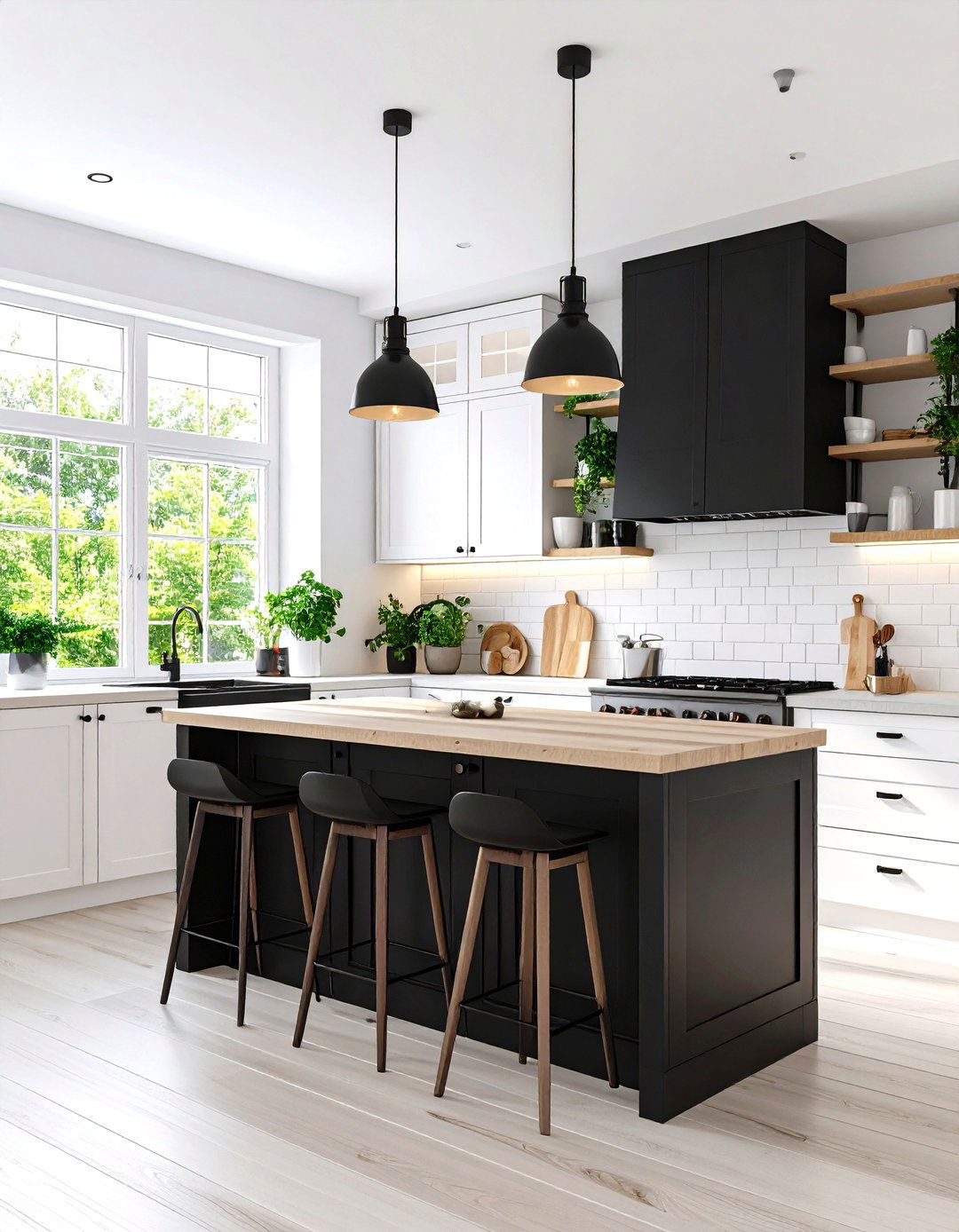Scandinavian Inspired Black and White Kitchen - 24 Black Room Ideas