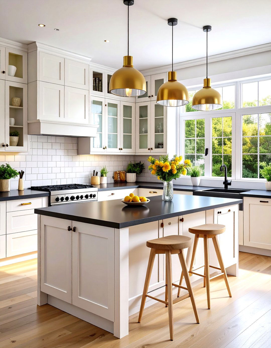Scandinavian Inspired Kitchen Layout - 24 Kitchen With White Cabinets and Black Countertops Ideas