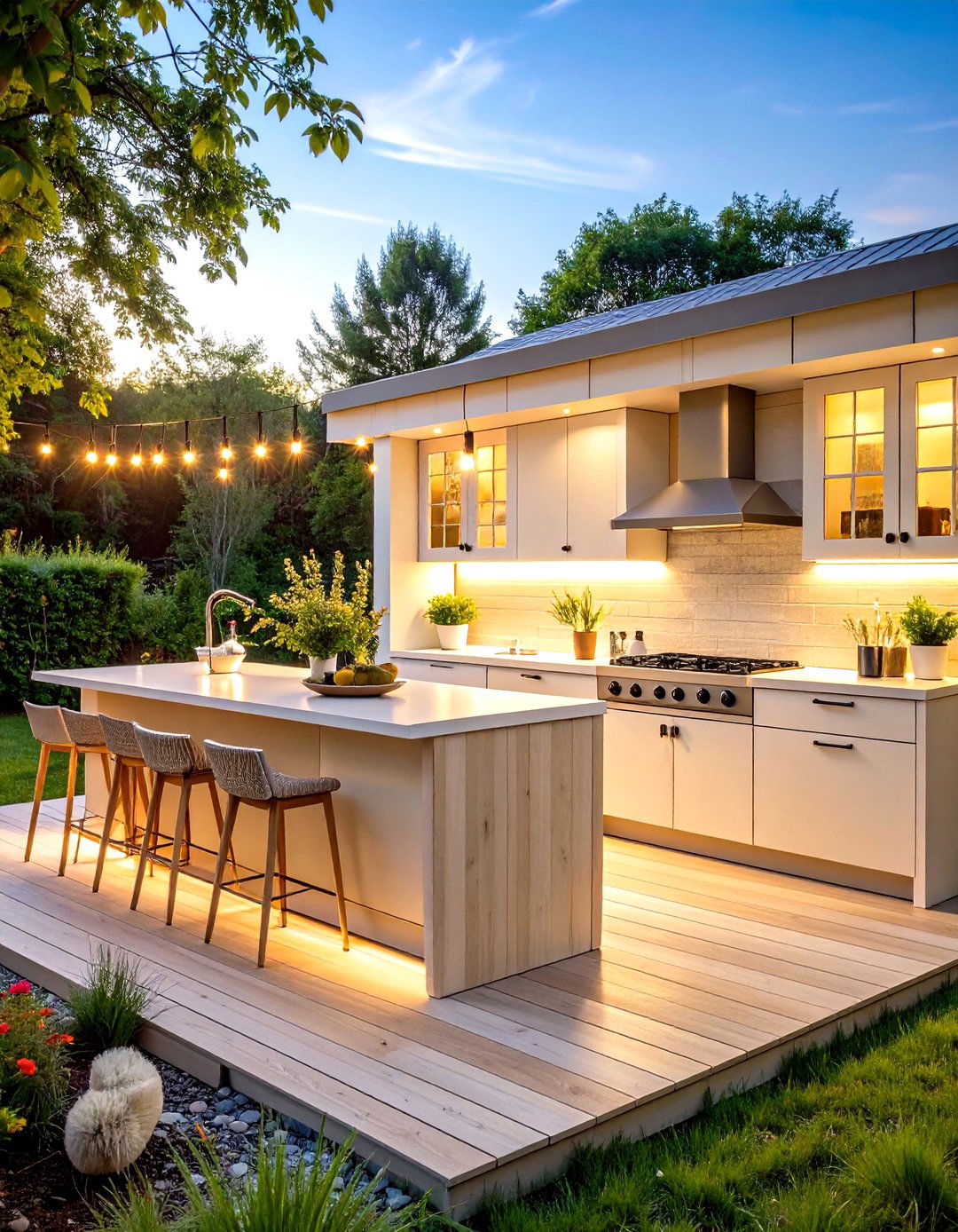 Scandinavian Inspired Outdoor Kitchen with Light Woods - 24 Outdoor Kitchen Designs