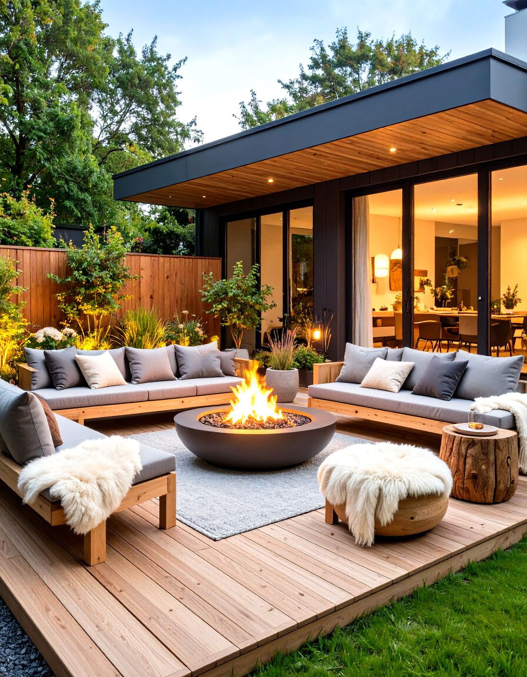 Scandinavian Inspired Outdoor Room with Light Wood Elements - 24 Outdoor Living Space Ideas