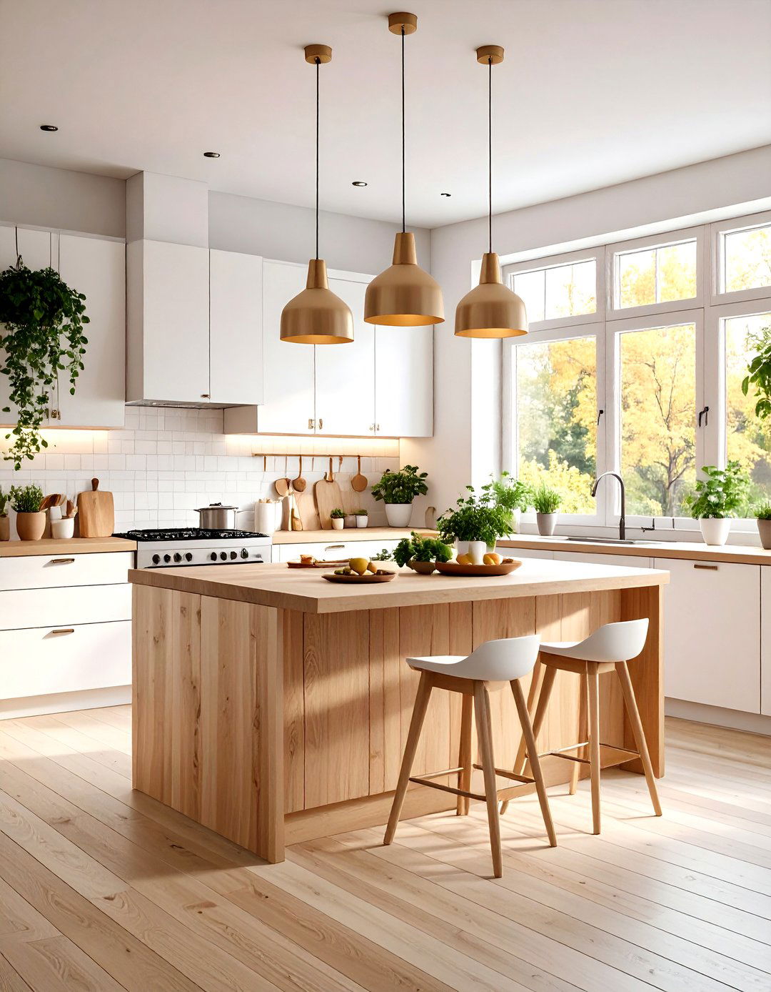 Scandinavian Kitchen with Light Oak Butcher Block - 24 Kitchens With Butcher Block Countertops