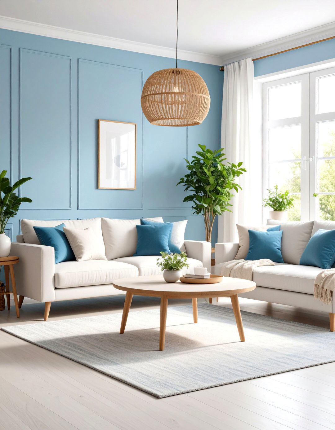 Scandinavian Light Blue and Pale Grey Theme - 24 Blue and Grey Living Room Ideas
