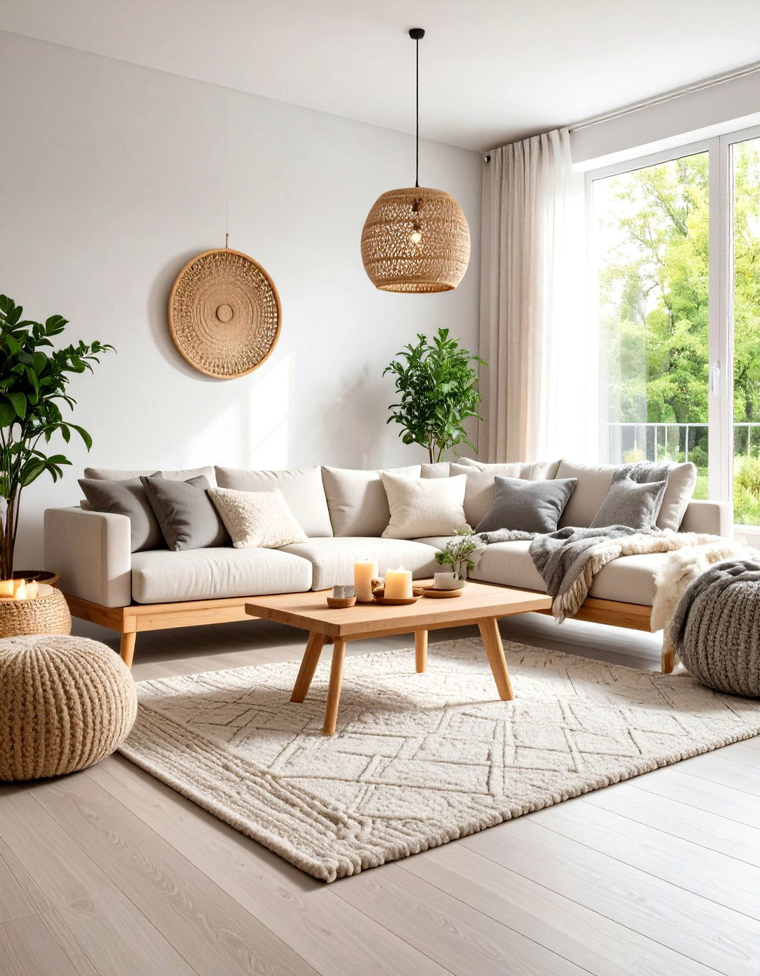 Scandinavian Light Grey Floor with Soft Blue Walls - 24 grey floor living room with blue walls ideas