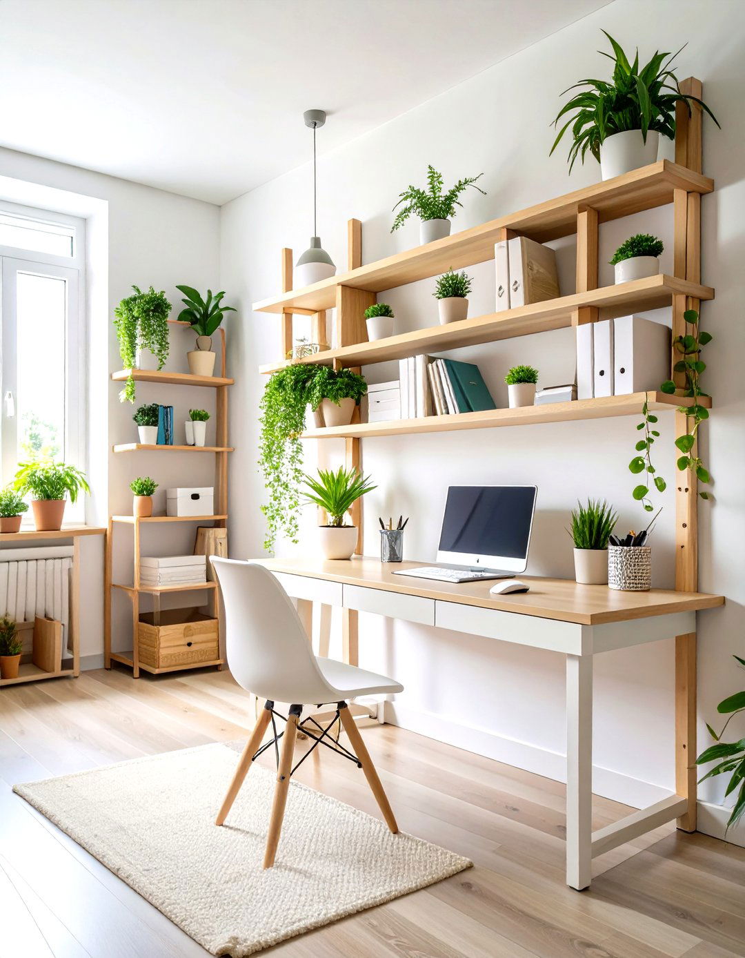 Scandinavian Light Wood Floating Shelves - 24 Desk Decor Ideas