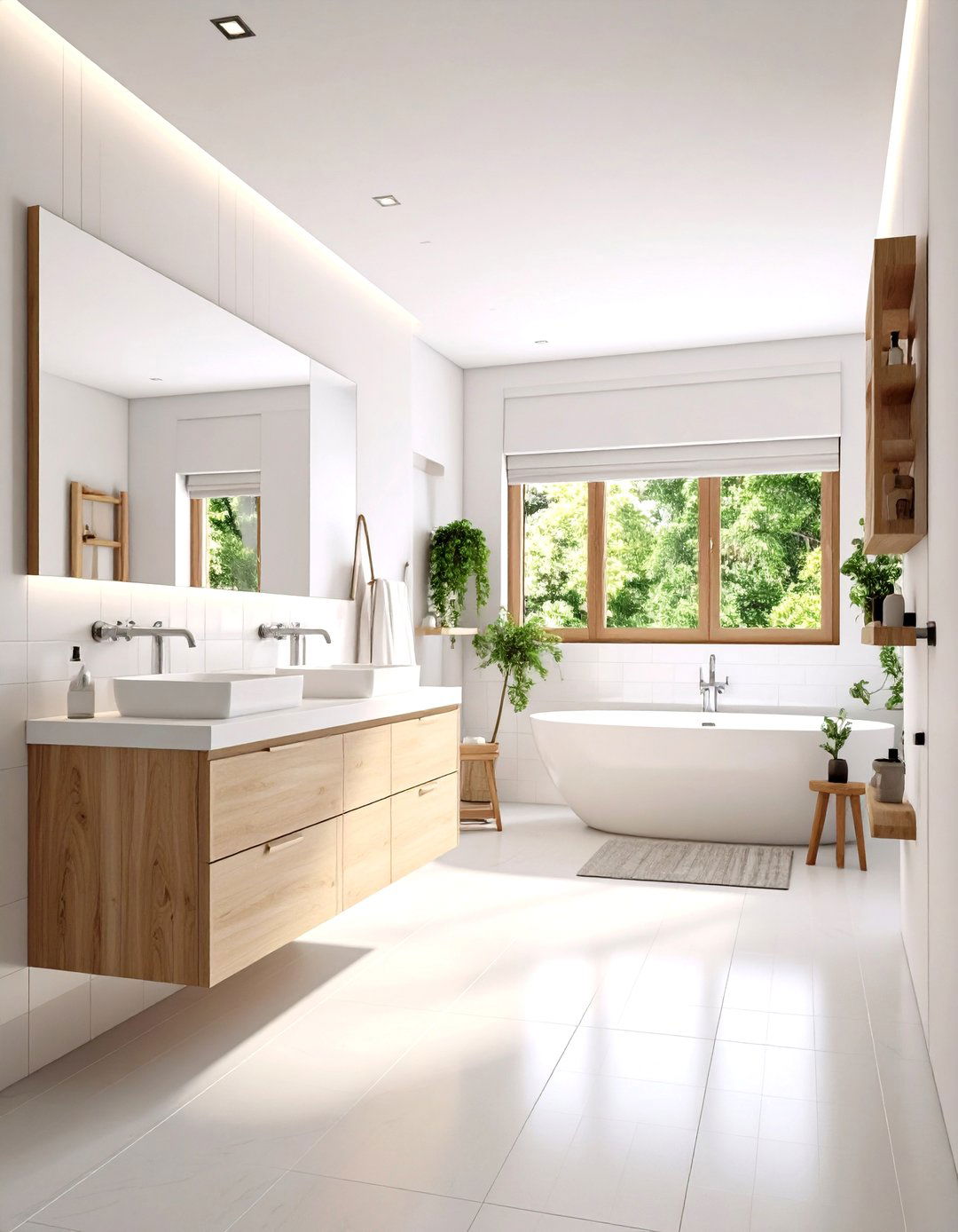 Scandinavian Light Wood and White Theme - 24 Hallway Bathroom Ideas