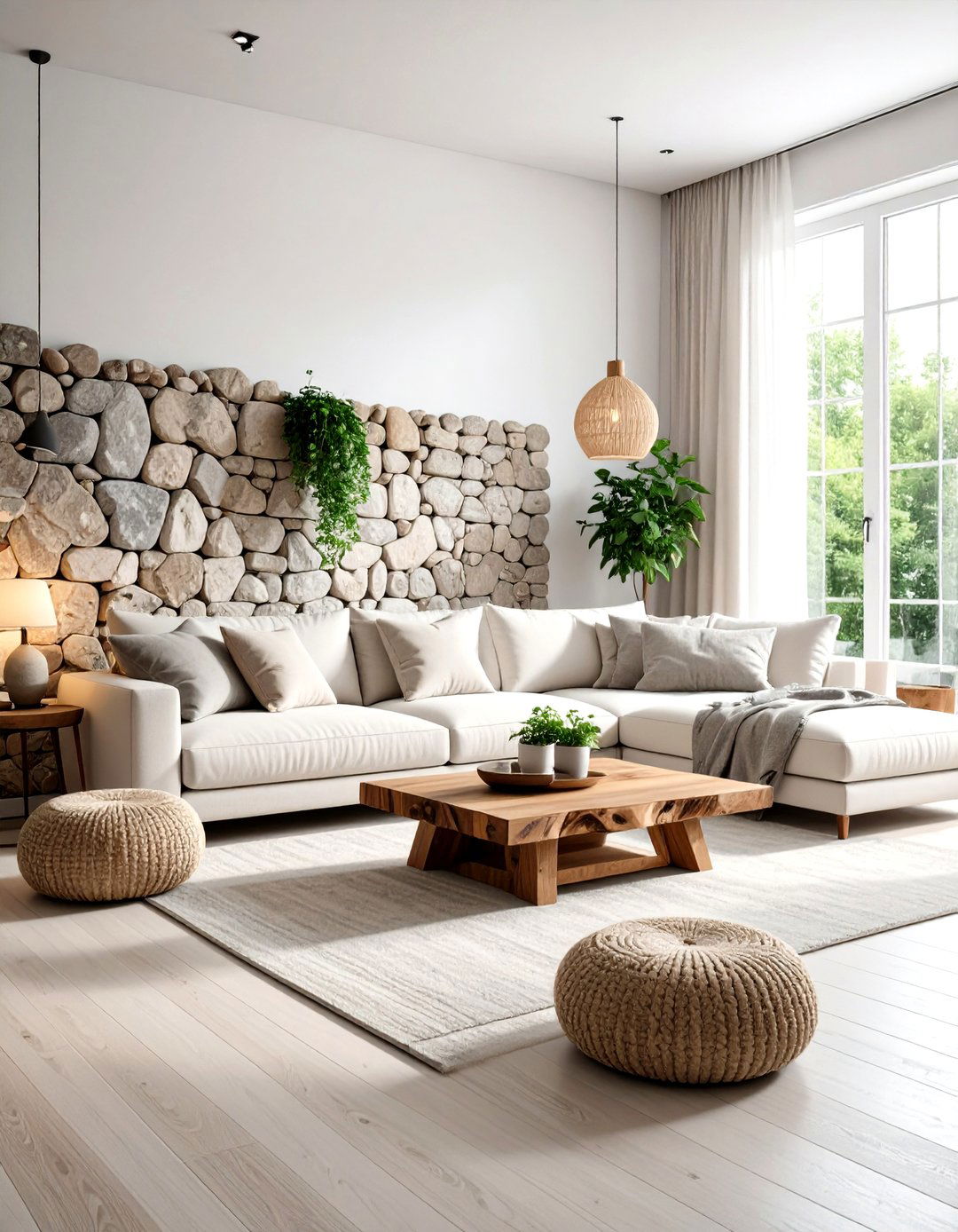 Scandinavian Living Room with Natural Stone Elements - 24 Scandinavian Living Room Ideas