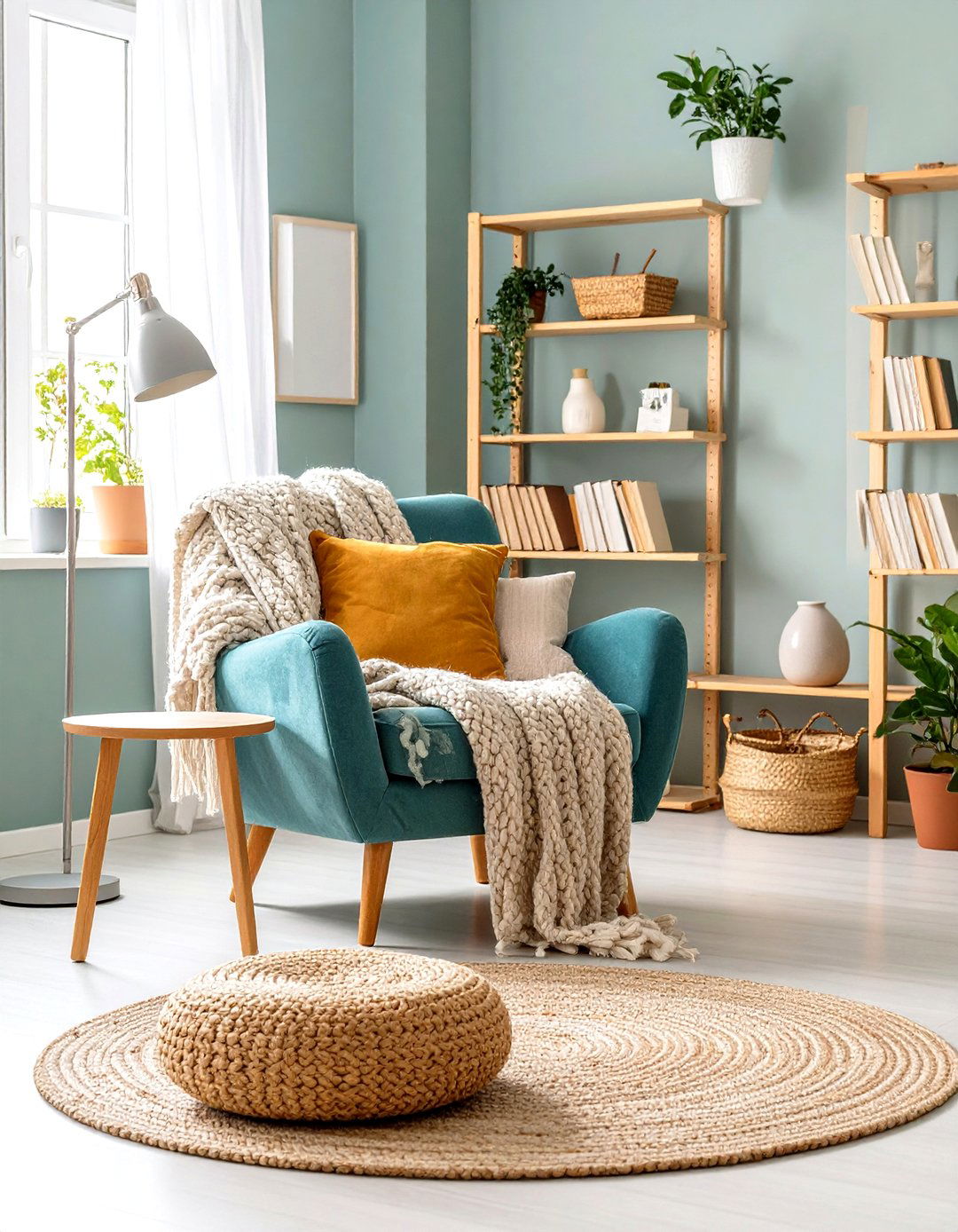Scandinavian Living Room with Reading Nook Corner - 24 Scandinavian Living Room Ideas