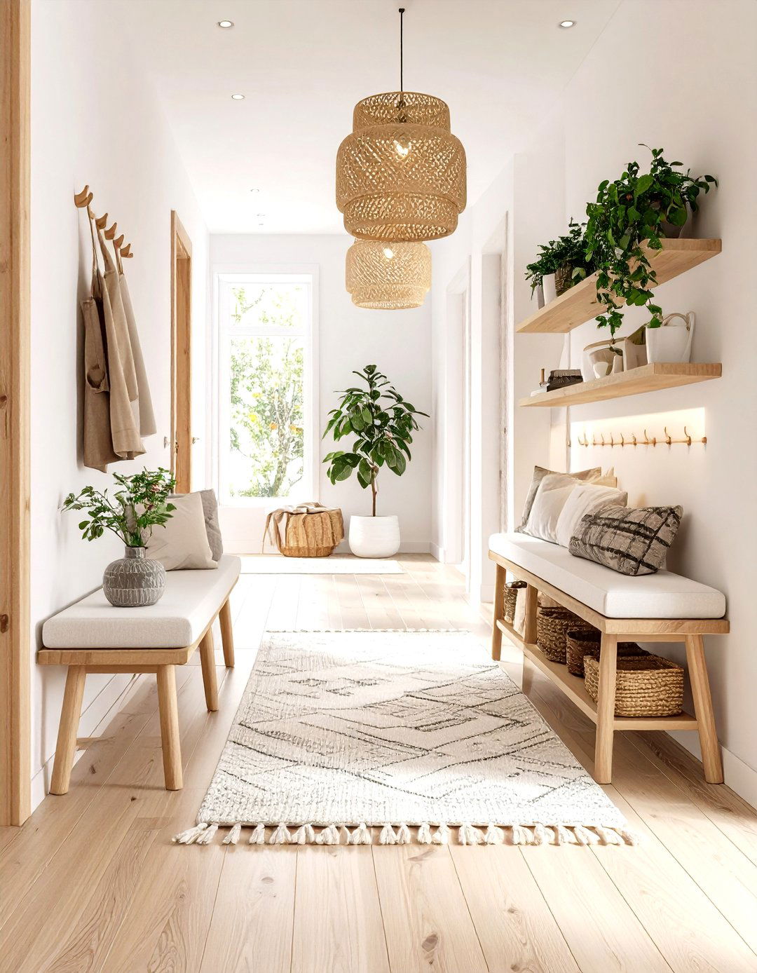 Scandinavian Minimalist Hallway with Light Wood Elements - 24 Hallway Ideas
