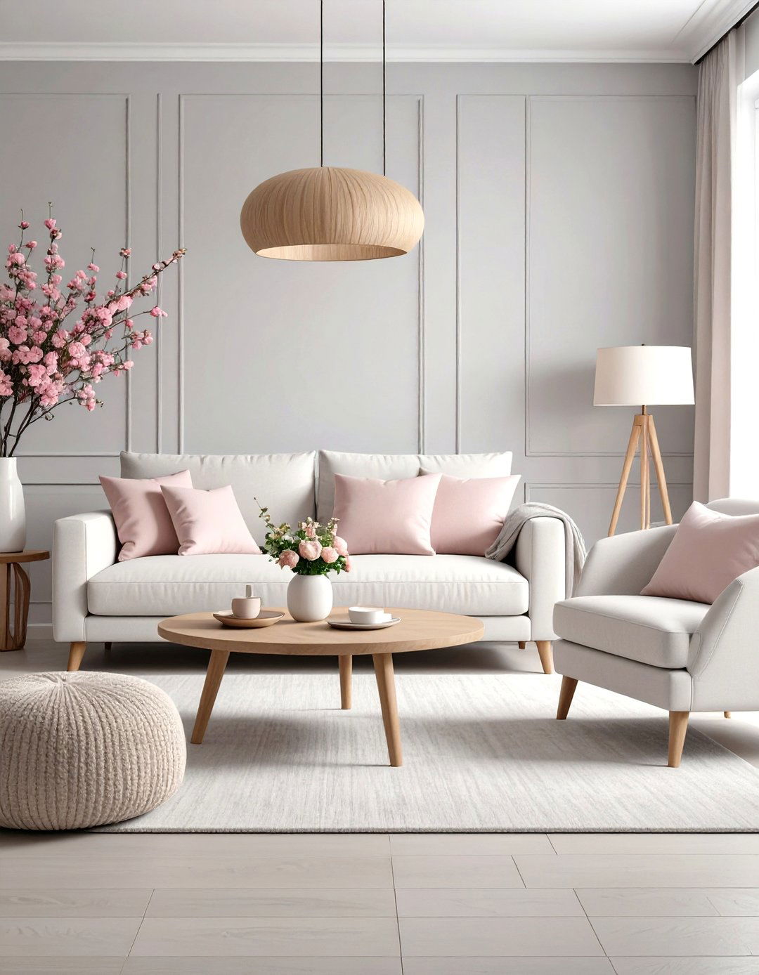 Scandinavian Minimalist Pink and Grey Living Room - 24 Pink and Grey Living Room Ideas