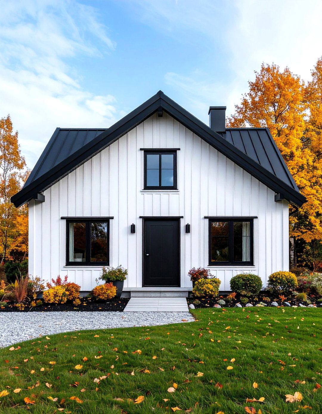 Scandinavian Minimalist White with Black Trim - 24 Black and White House Exterior Ideas