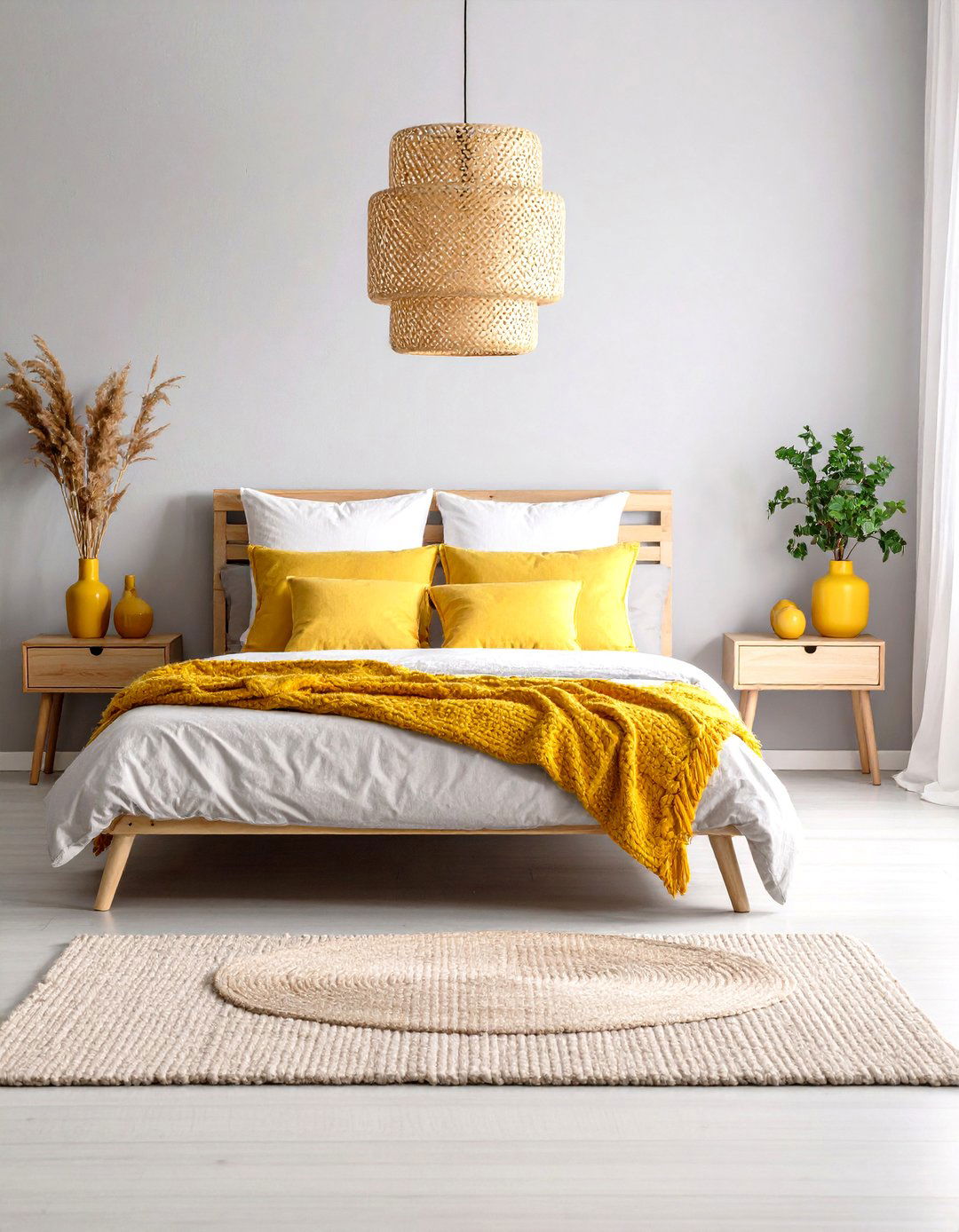 Scandinavian Minimalist Yellow and Grey Bedroom - 24 Yellow and Grey Bedroom Ideas