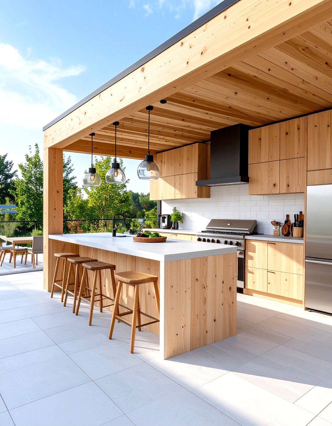 Scandinavian Minimalist with Light Woods - 24 Luxury Outdoor Kitchen Ideas