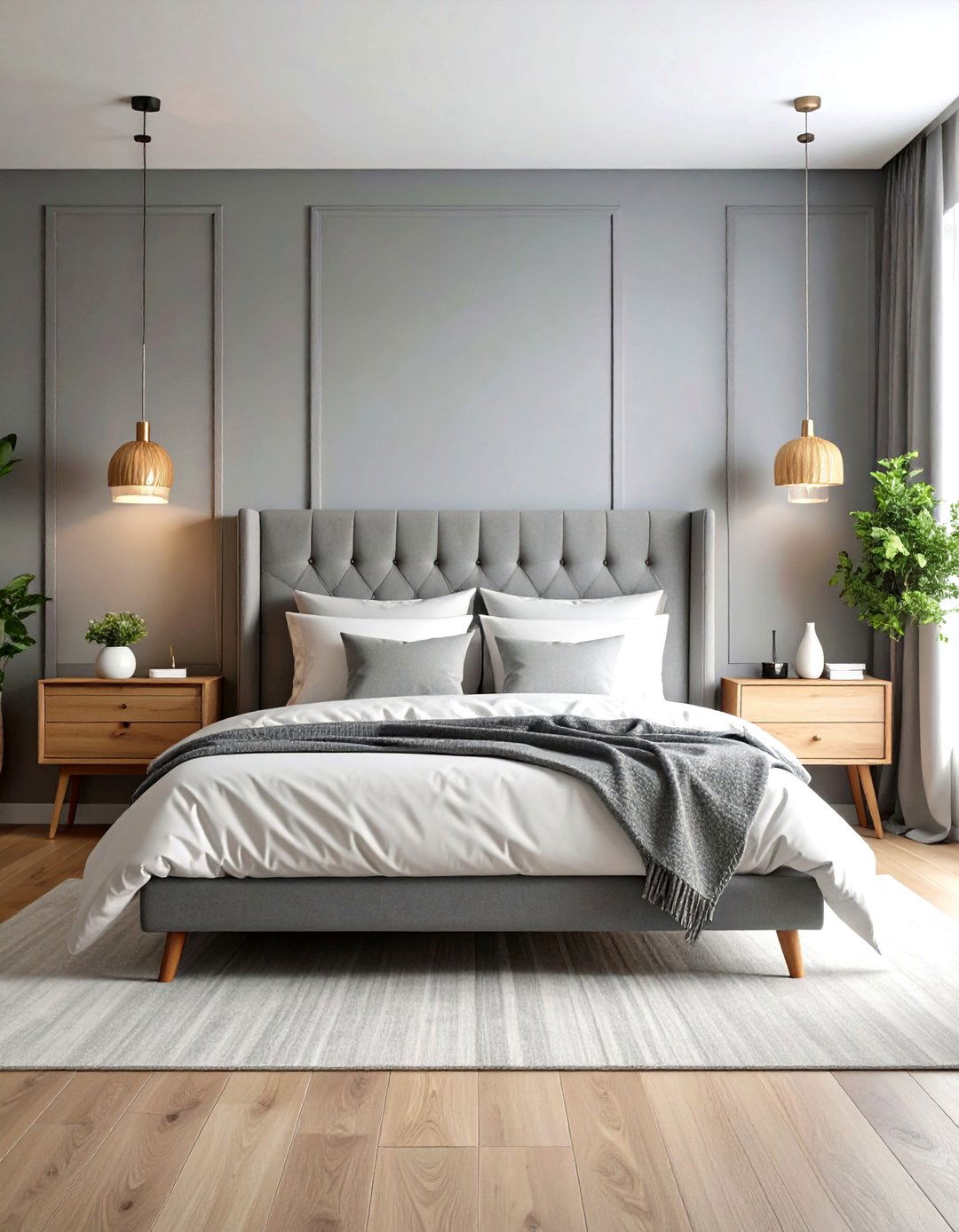 Scandinavian Modern Grey Headboard Bedroom - 24 Grey Headboard Bedroom Ideas
