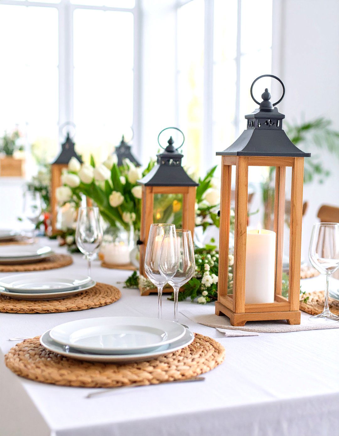Scandinavian Natural Wood Lantern Theme - 24 Lantern Centerpiece Ideas