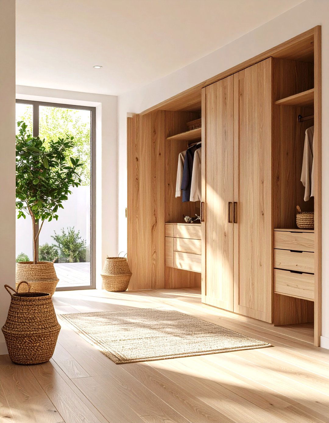 Scandinavian Natural Wood Theme - 24 Entryway Closet Ideas