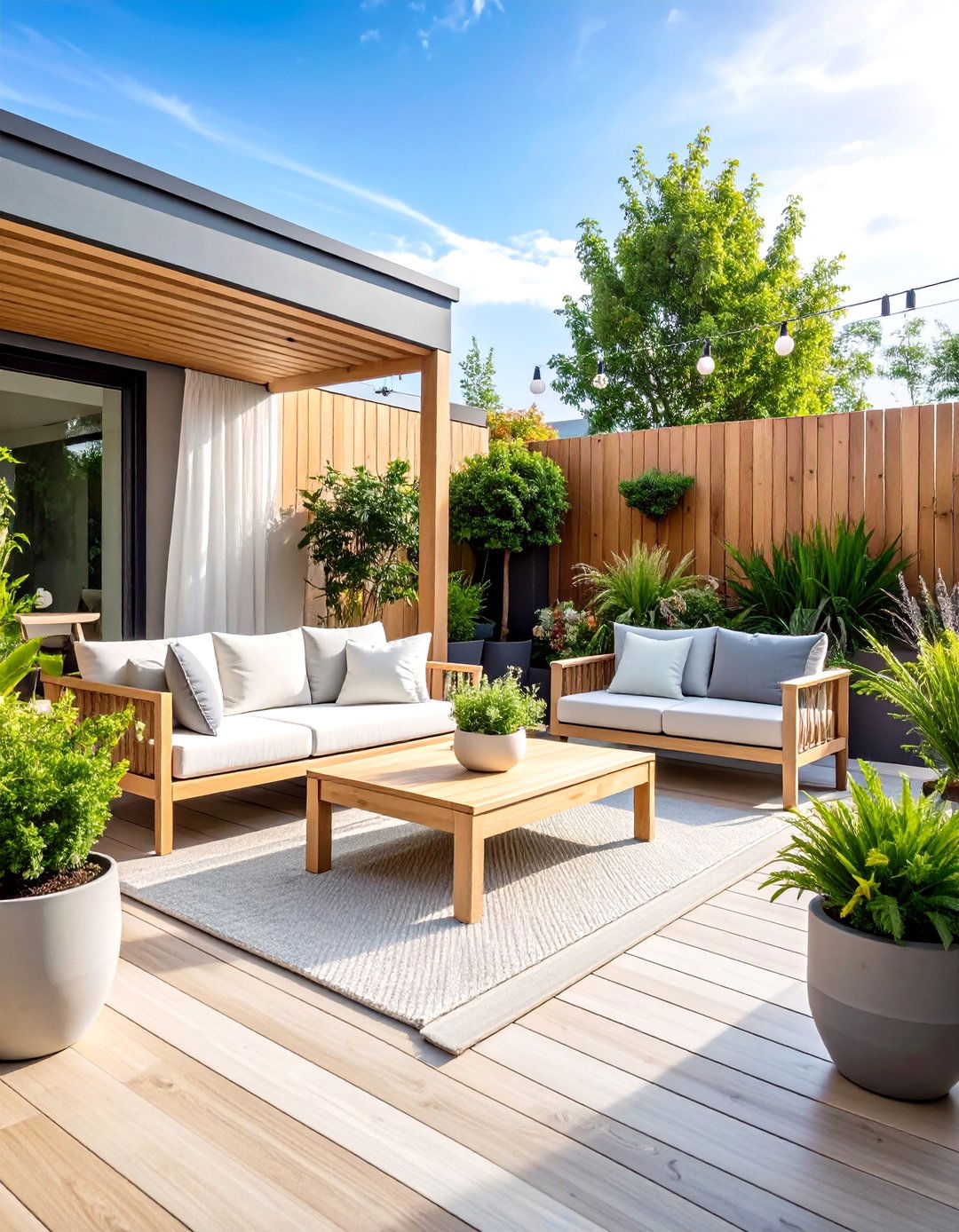 Scandinavian Patio with Light Woods - 24 Small Patio Ideas