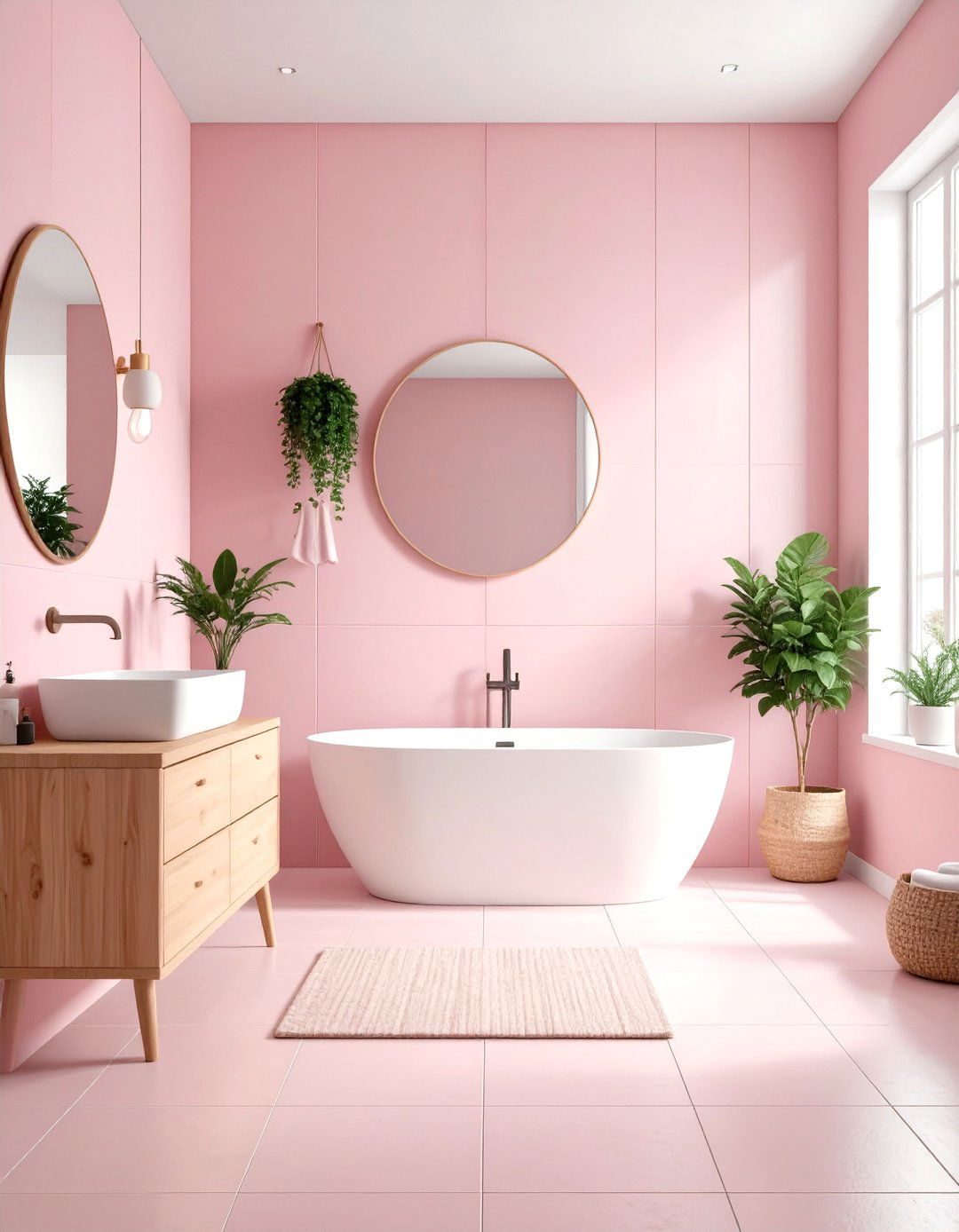 Scandinavian Pink Hygge Bathroom - 24 Pink Tile Bathroom Ideas