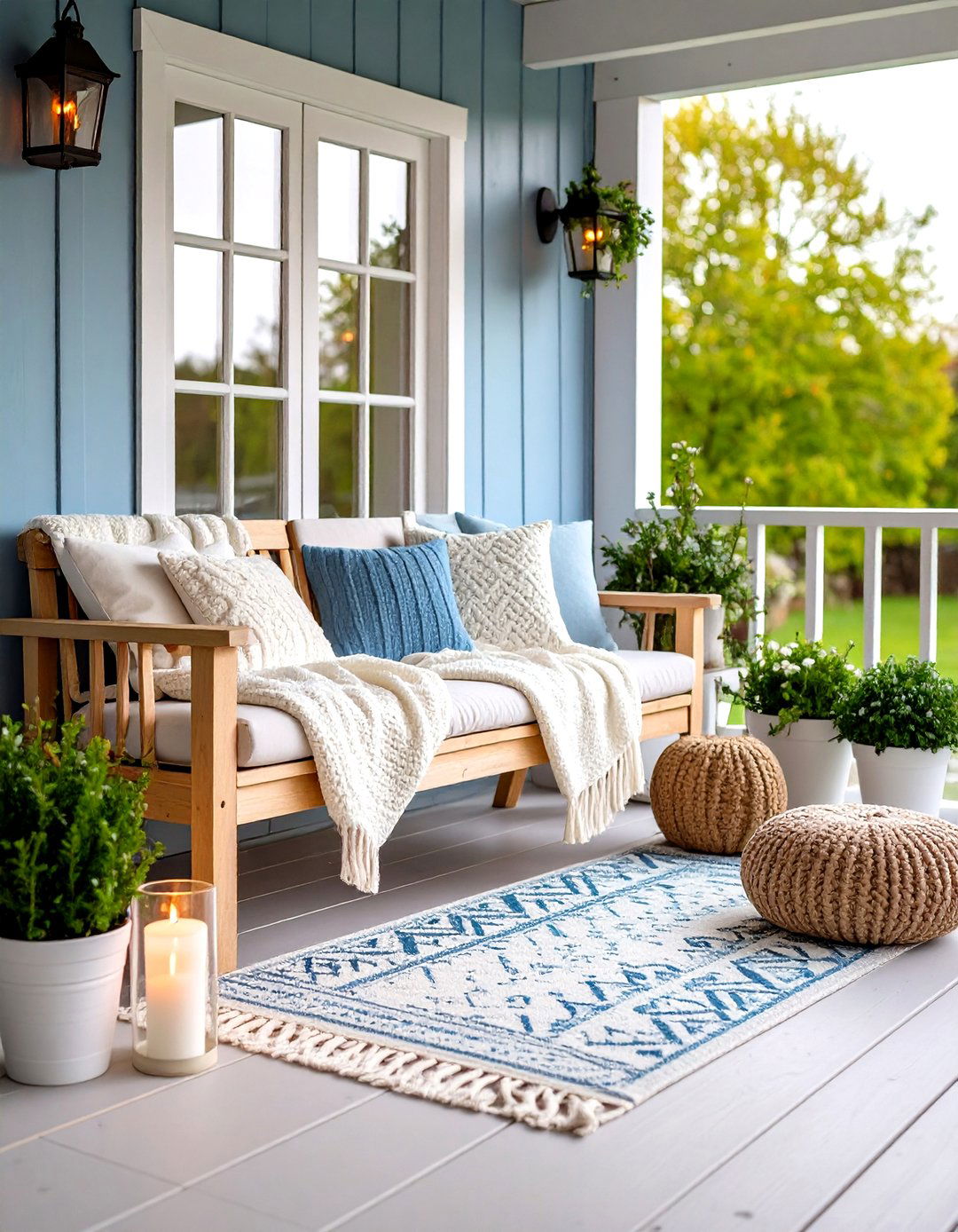 Scandinavian Porch with Light Woods and Hygge Elements - 24 Small Porch Ideas
