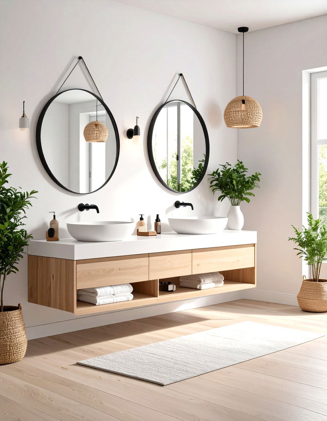 Scandinavian Powder Room with Light Wood Tones - 24 Powder Room Ideas