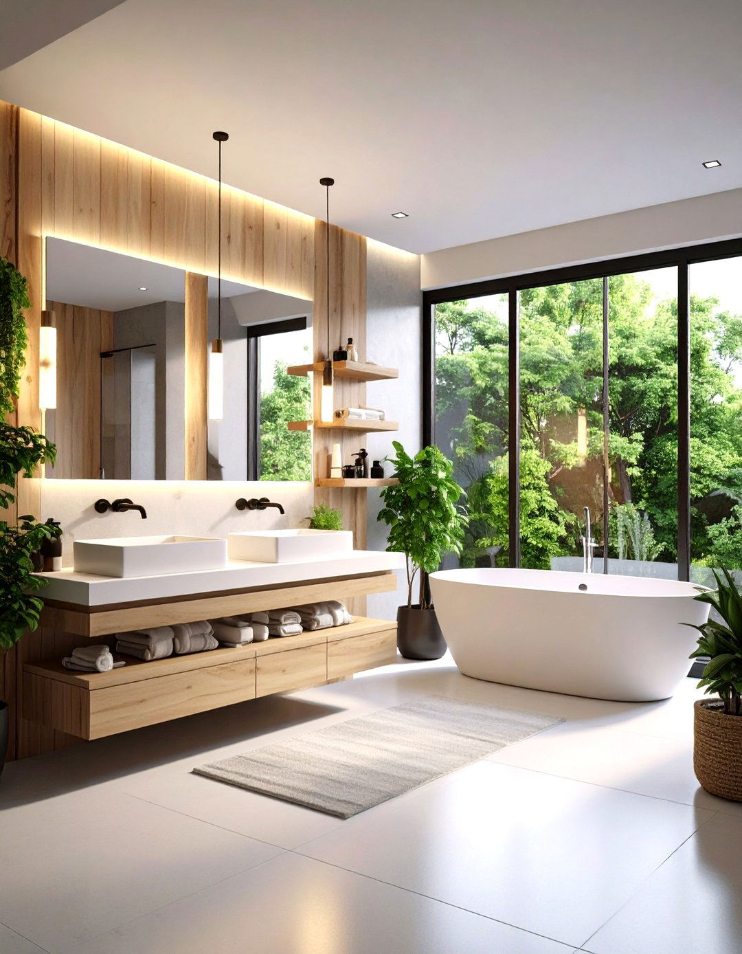 Scandinavian Primary Bathroom with Light Woods - 24 Primary Bathroom Ideas