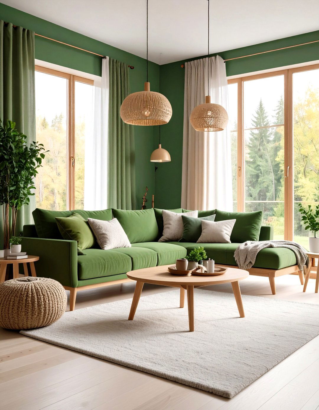 Scandinavian Sage Green Living Room with White Accents - 24 Sage Green Living Room Ideas