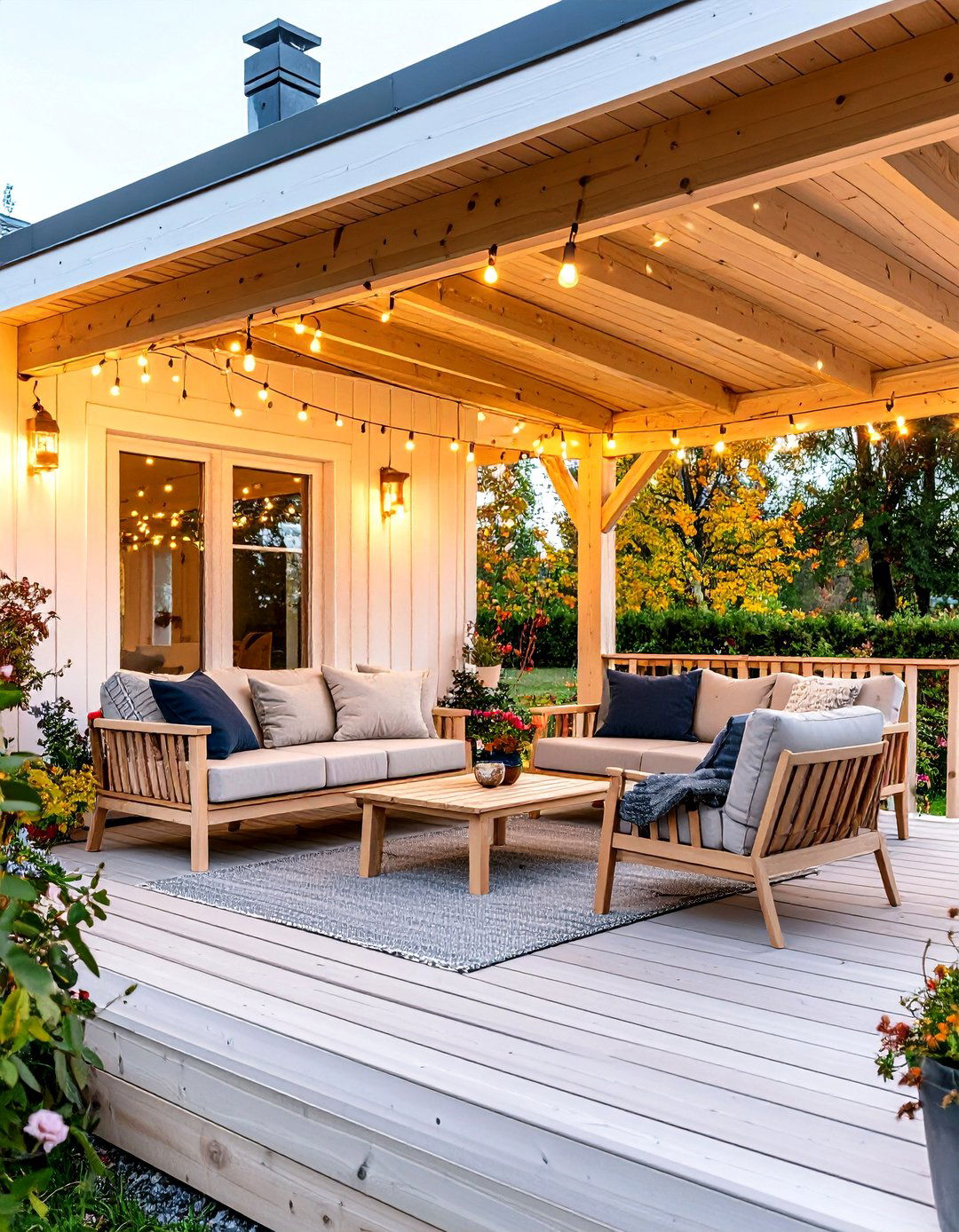 Scandinavian Style Covered Porch with Light Wood Accents - 24 Covered Porch Ideas