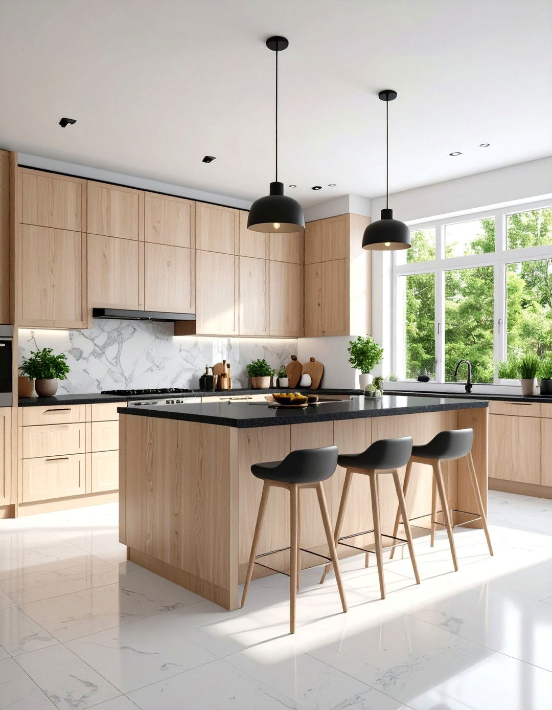 Scandinavian Style Kitchen with Black Granite Contrast - 24 Black Granite Countertops Kitchen Ideas