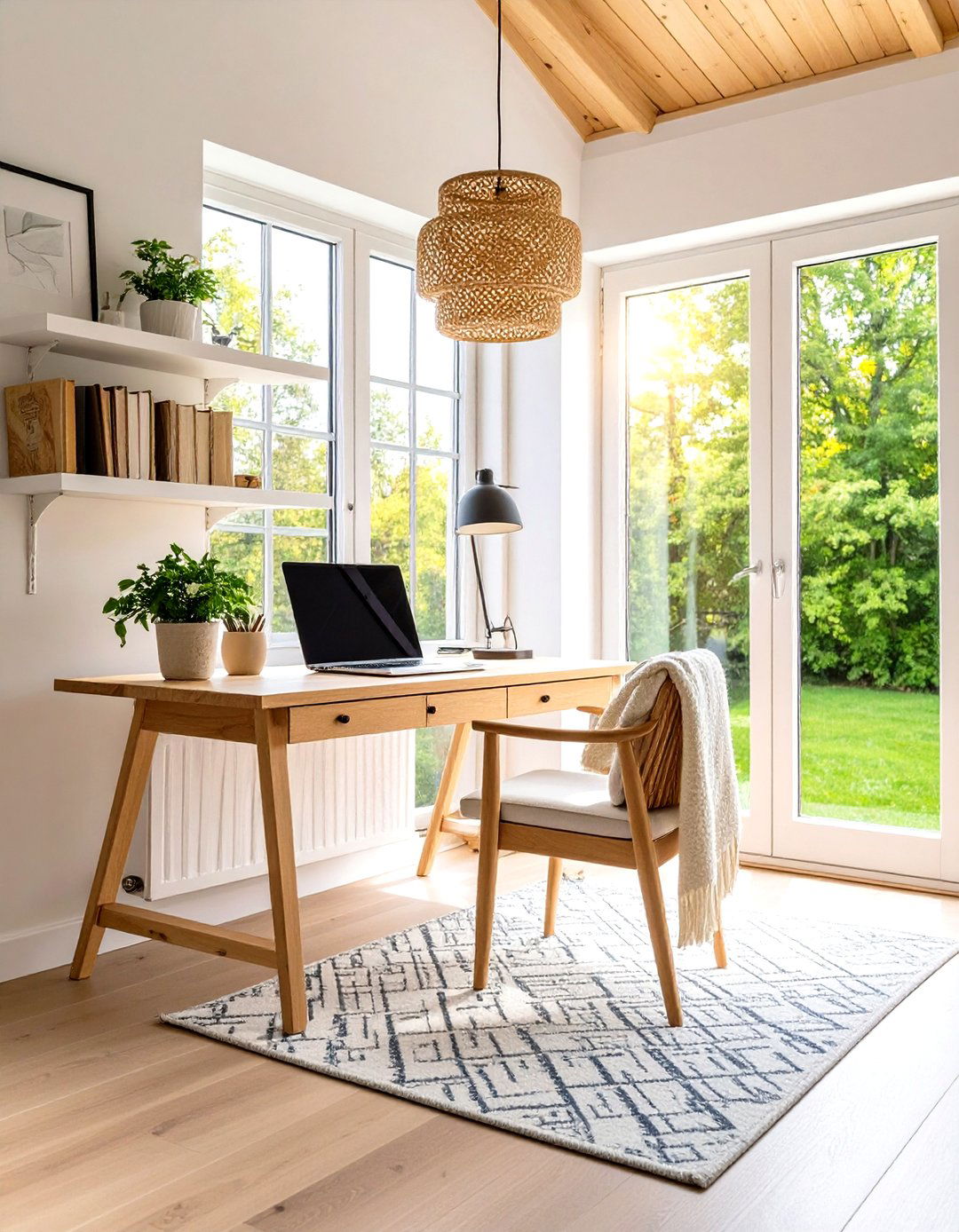 Scandinavian Sunroom Office Workspace - 24 Sunroom Office Ideas