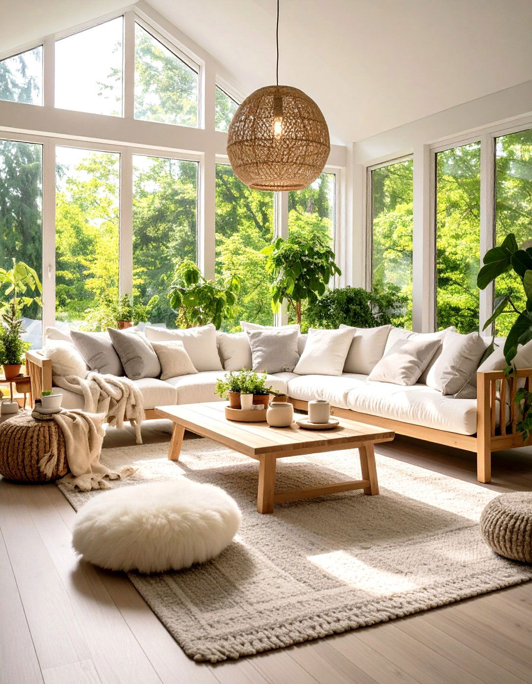 Scandinavian Sunroom with Light Woods and Neutral Tones - 24 Sunroom Ideas
