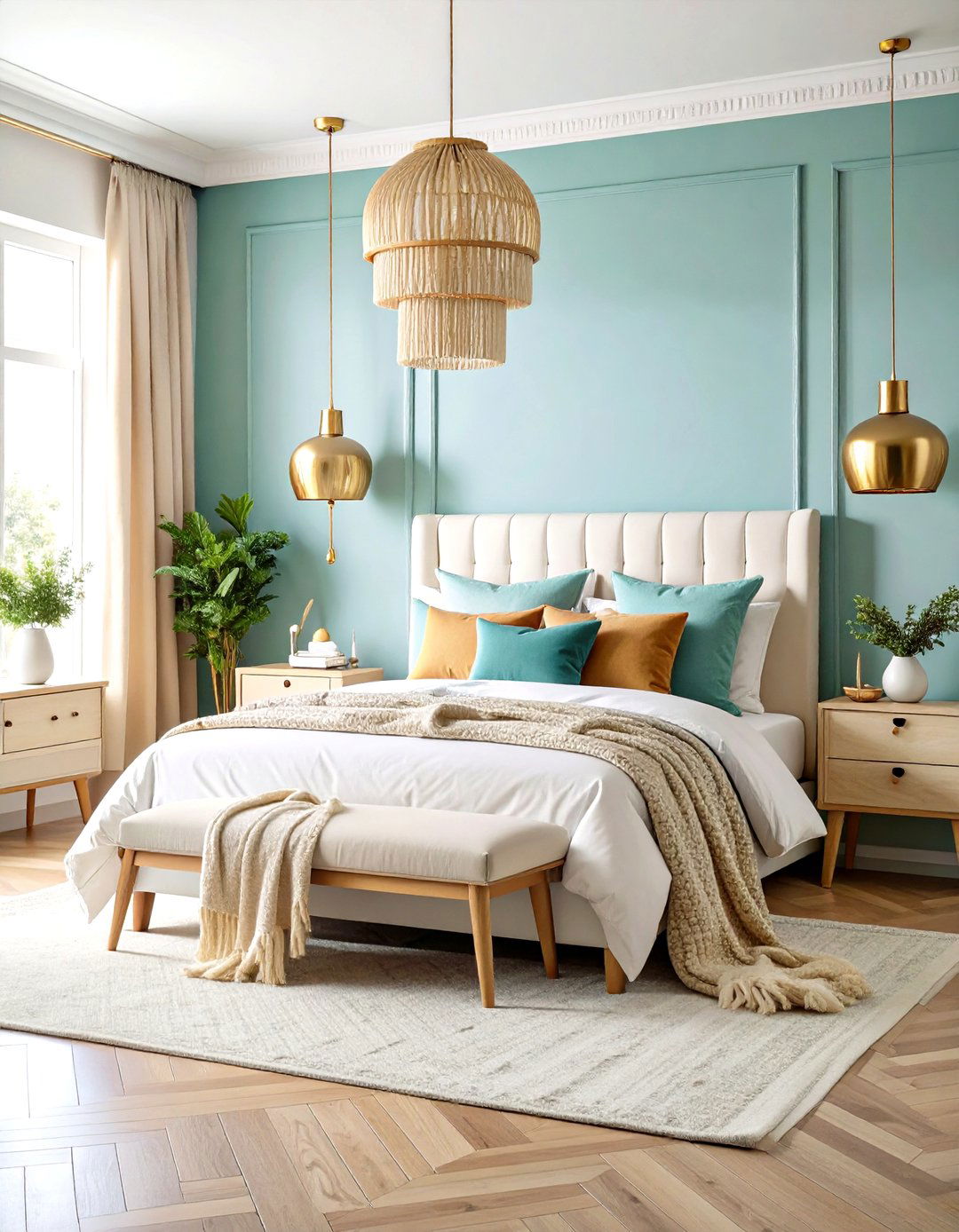 Scandinavian White Bedroom with Warm Gold Touches - 24 White and Gold Bedroom Ideas
