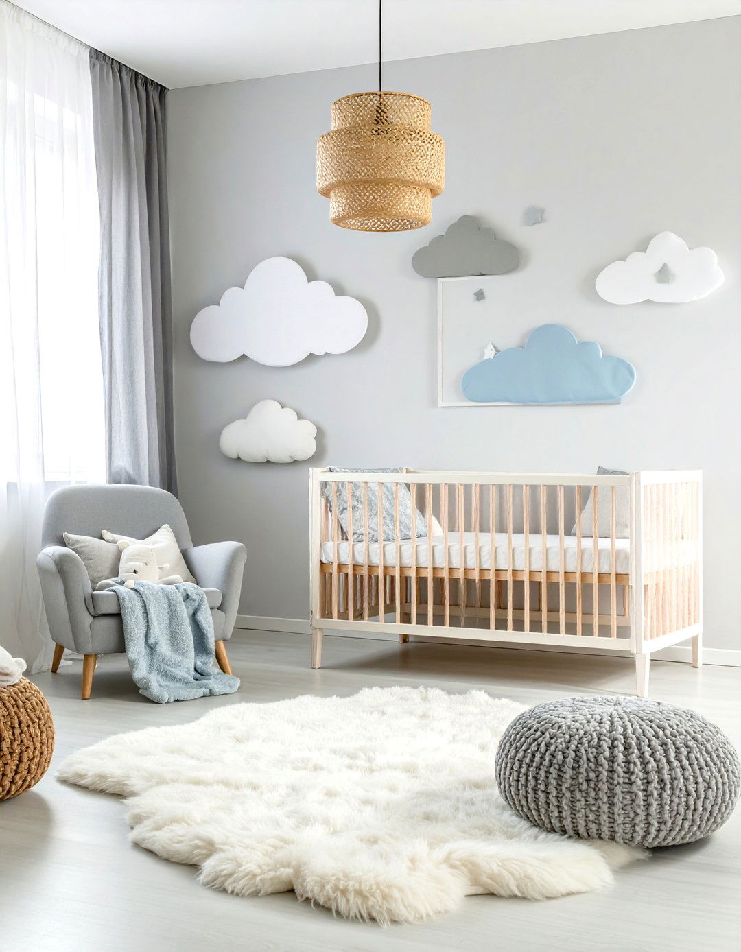 Scandinavian White Cloud Hygge Nursery - 24 Cloud Themed Nursery Ideas