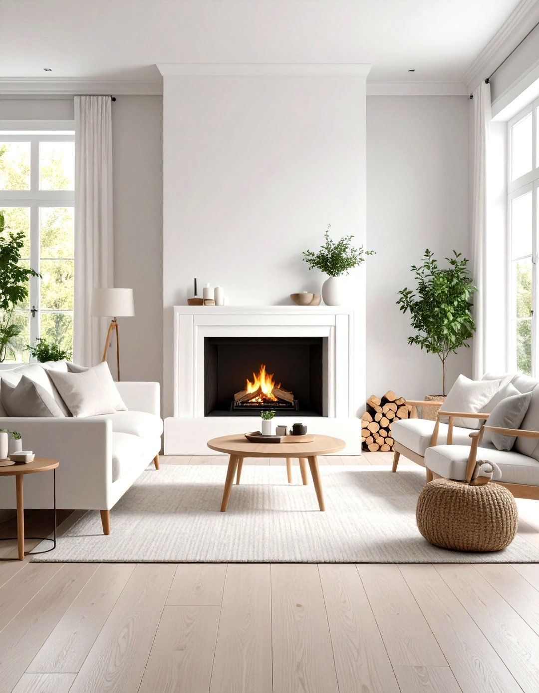 Scandinavian White Fireplace Design - 24 White Fireplace Ideas