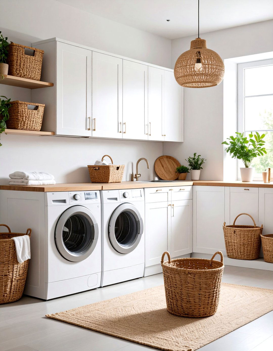 Scandinavian White Oak Accents - 24 White Laundry Room Ideas