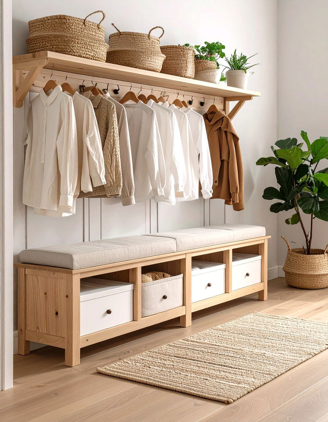Scandinavian White Oak Bench - 24 Mudroom Bench Ideas