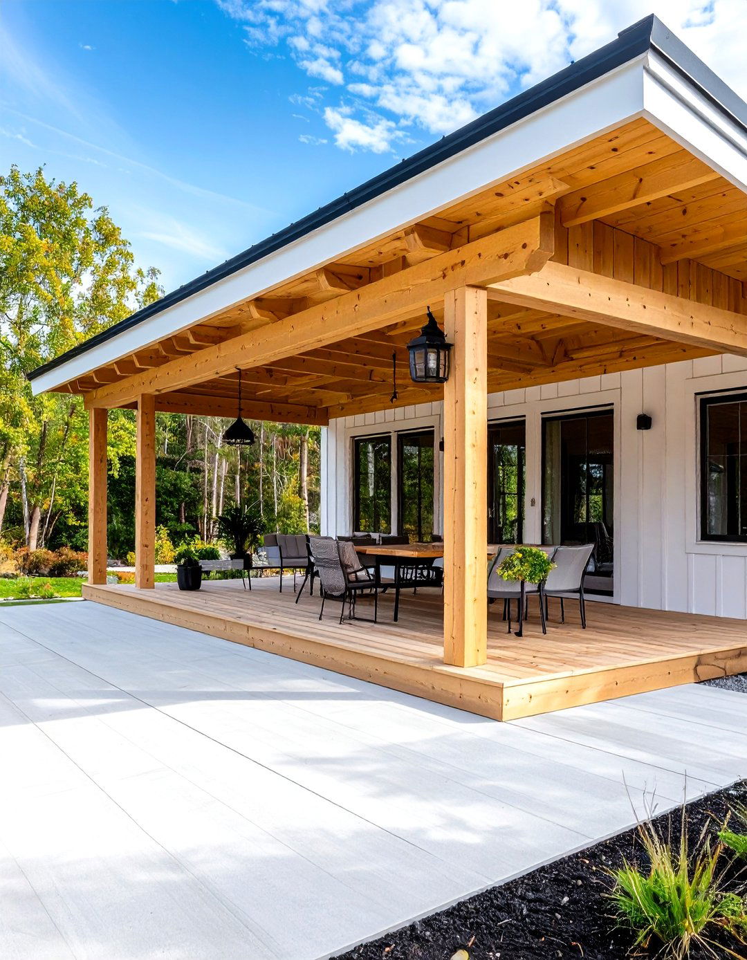 Scandinavian Wood and White Car Porch Design - 24 Car Porch Design Ideas