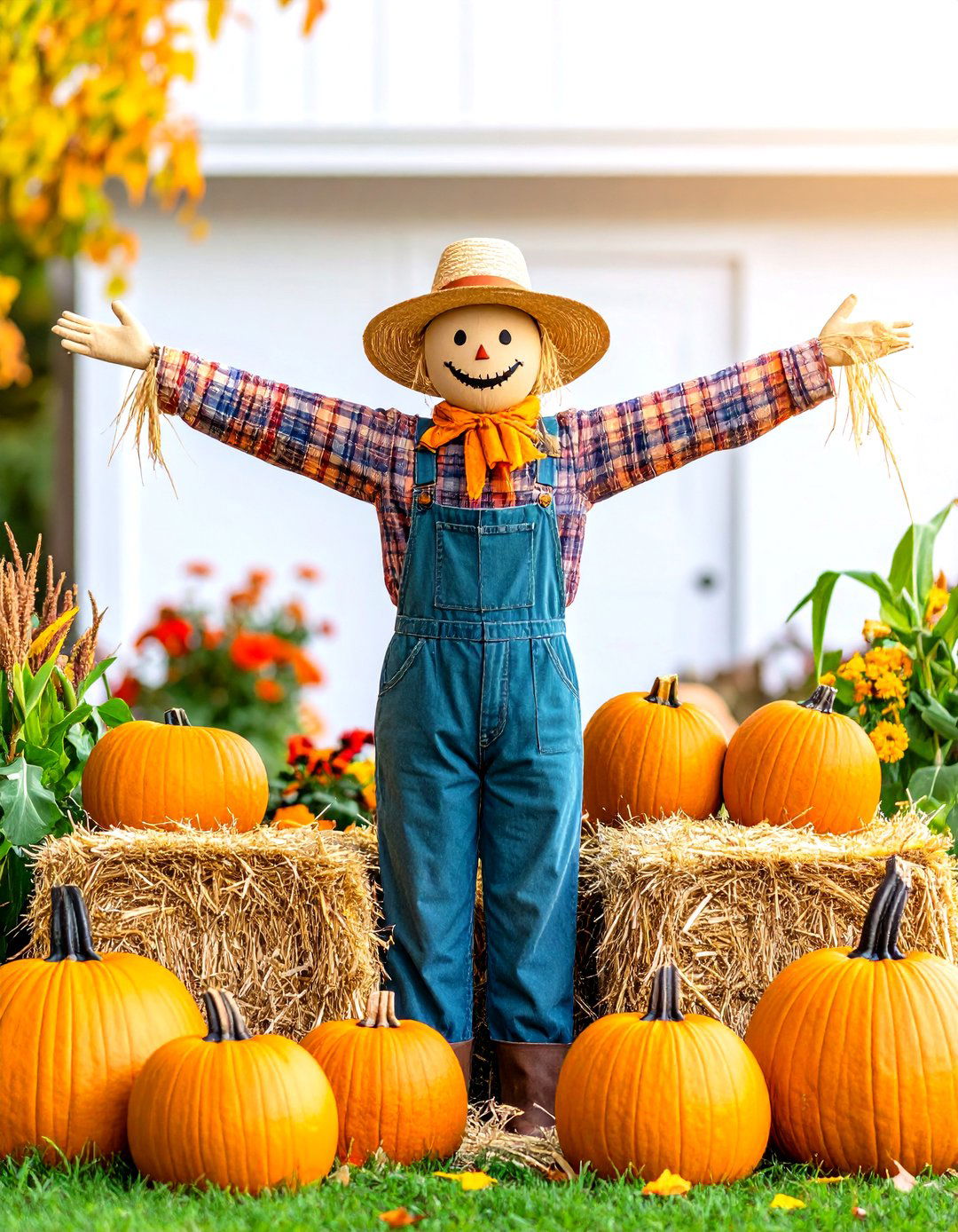 Scarecrow Garden Guardian - 24 fall outdoor decorating ideas
