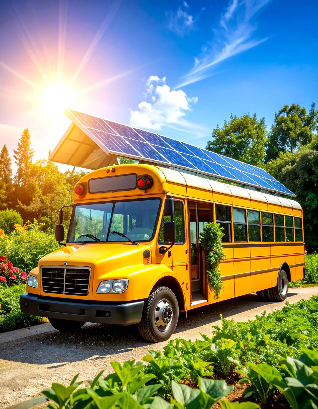 School Bus Greenhouse with Solar Power Integration - 24 School Bus Greenhouse Ideas