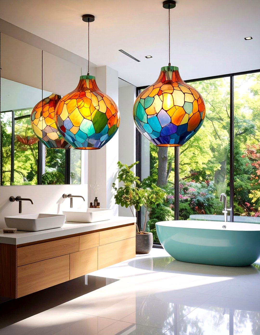 Sculptural Art Glass Pendant Lighting - 24 Bathroom Pendant Lighting Ideas