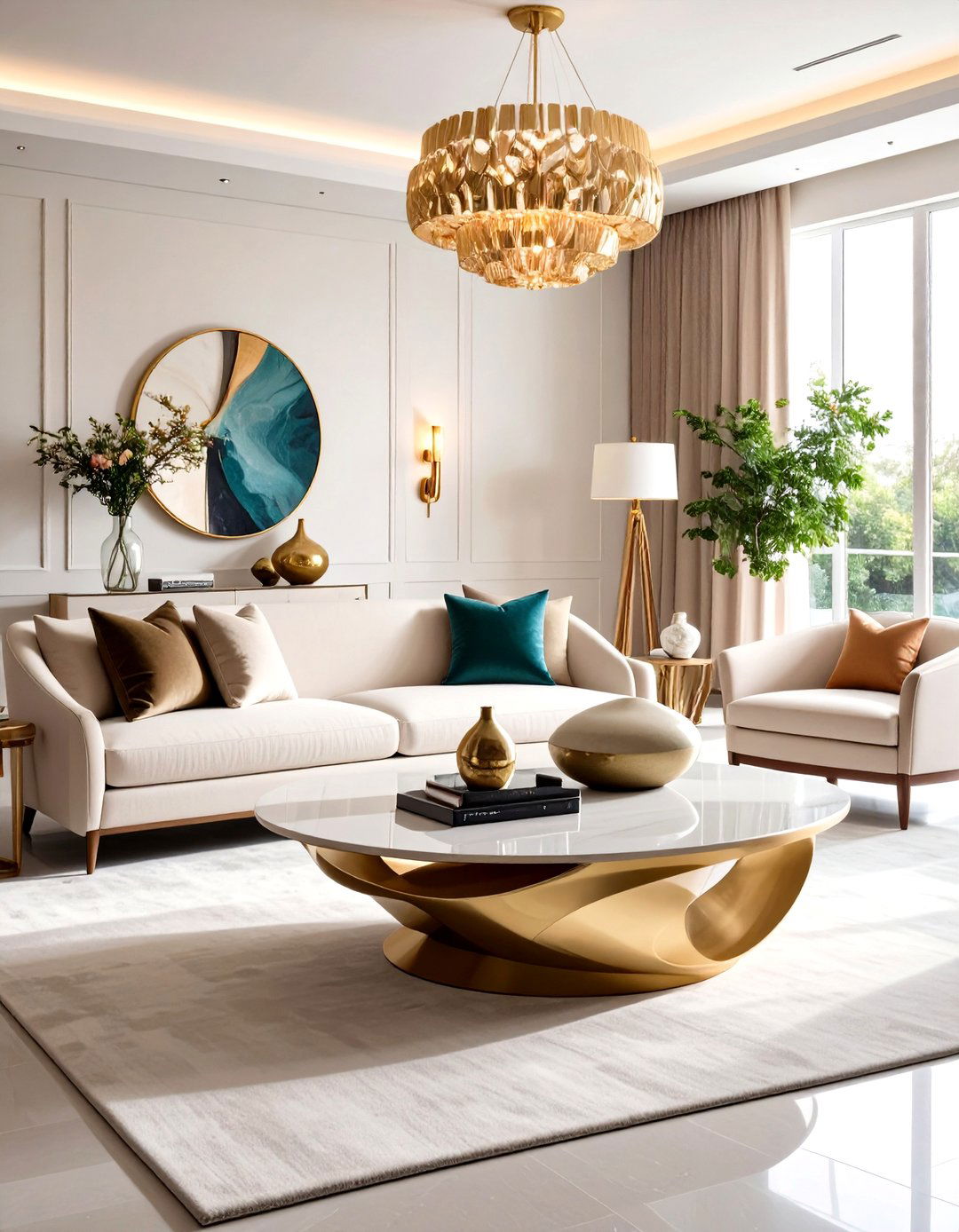 Sculptural Coffee Table Centerpiece Living Room - 24 Mansion Living Room Ideas