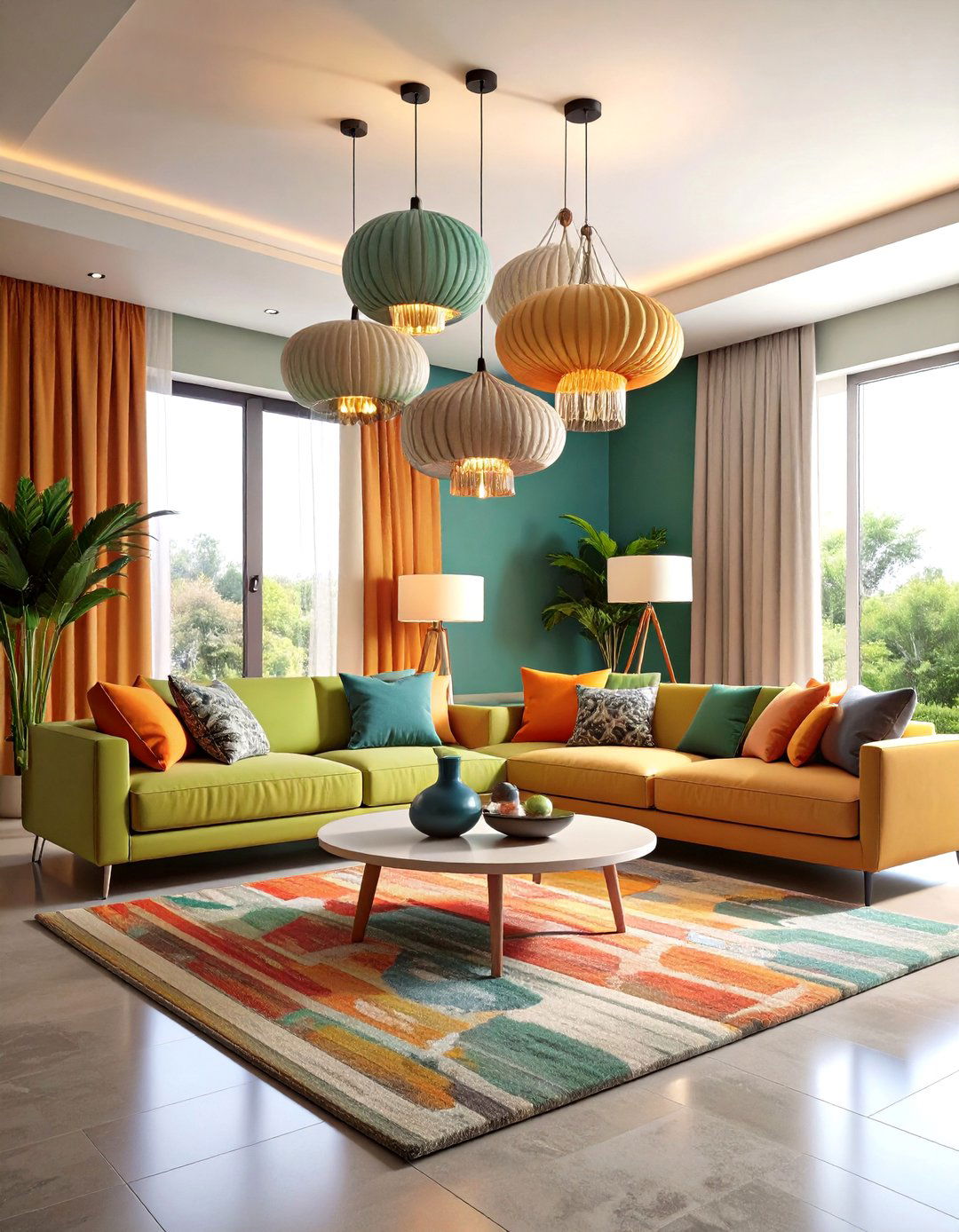 Sculptural Lighting Feature Living Room - 24 Maximalist Living Room Design Ideas