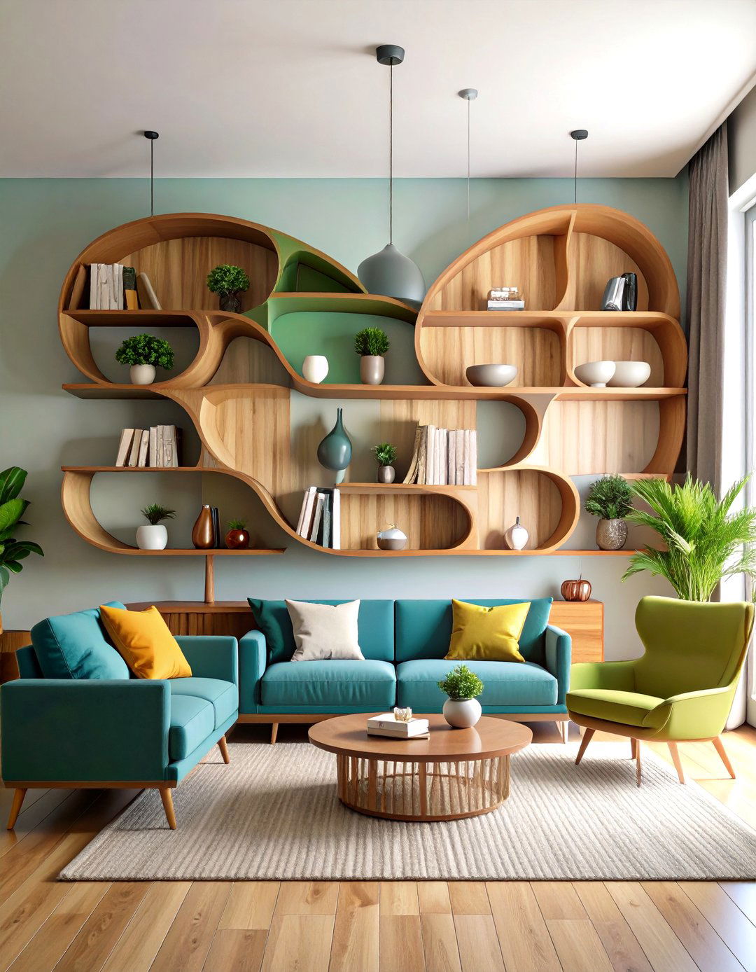Sculptural Wall Shelf Installation - 24 living room wall decor ideas