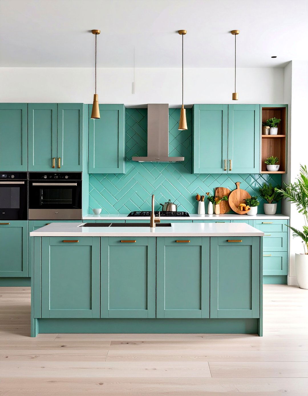 Sea Glass Green Stacked Tile Kitchen - 24 Kitchen With Green Backsplash Ideas