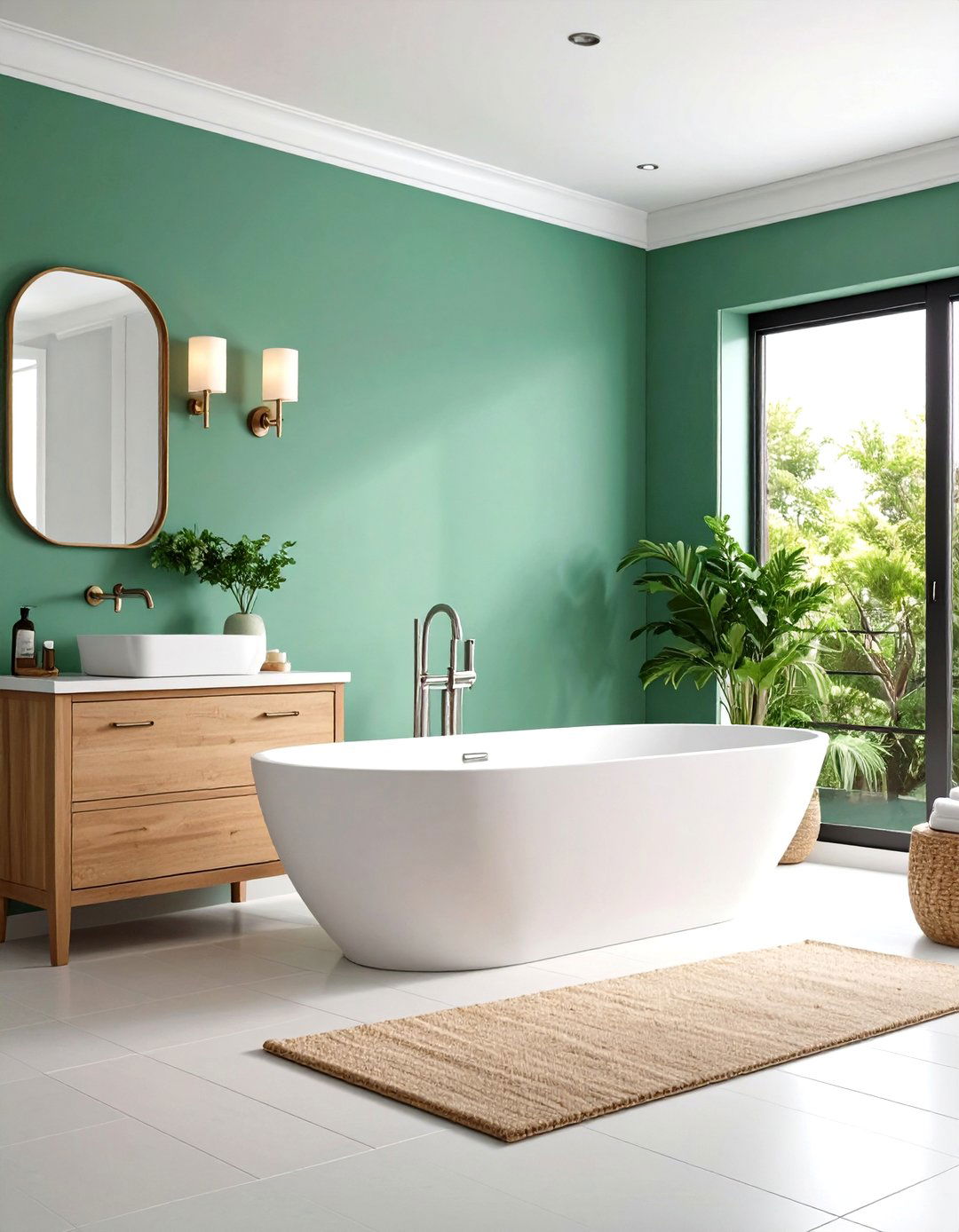 Seafoam Green Accent Wall in Coastal Bathroom - 24 Green Accent Wall Ideas