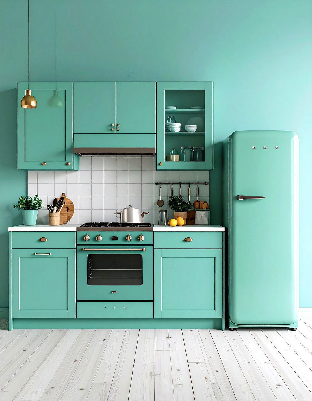 Seafoam Green Appliance Integration - 24 Seafoam Green Kitchen Ideas