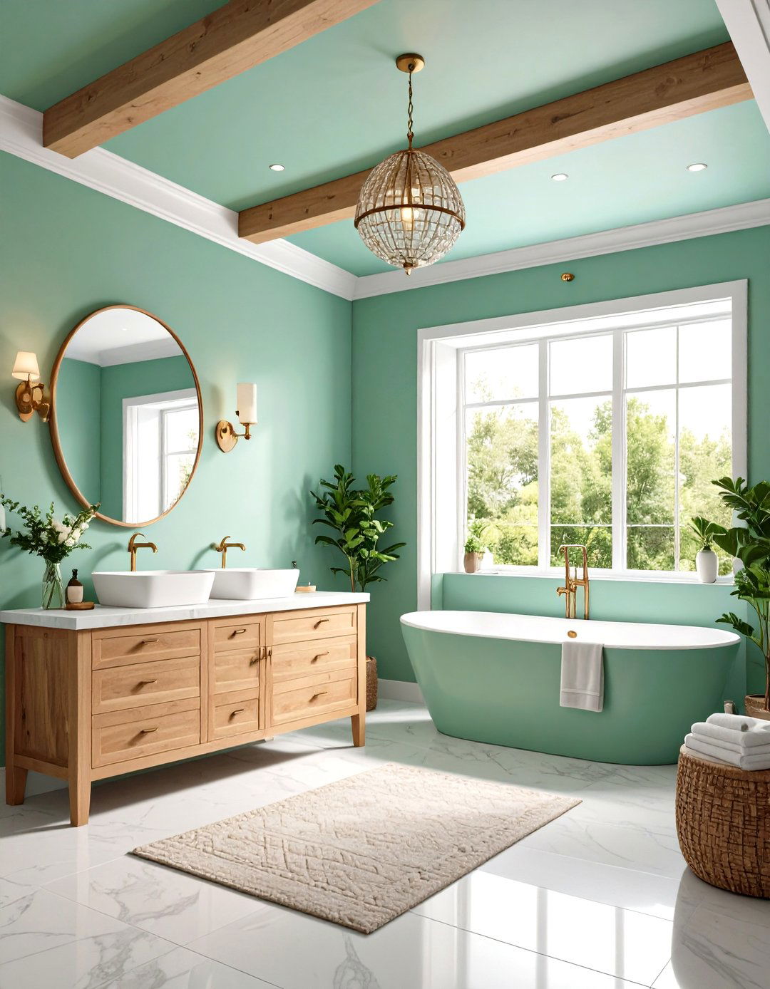 Seafoam Green Bathroom Ceiling - 24 Green Ceiling Ideas